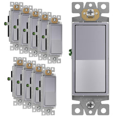 ENERLITES front view paddle switch showing sleek silver finish and modern look