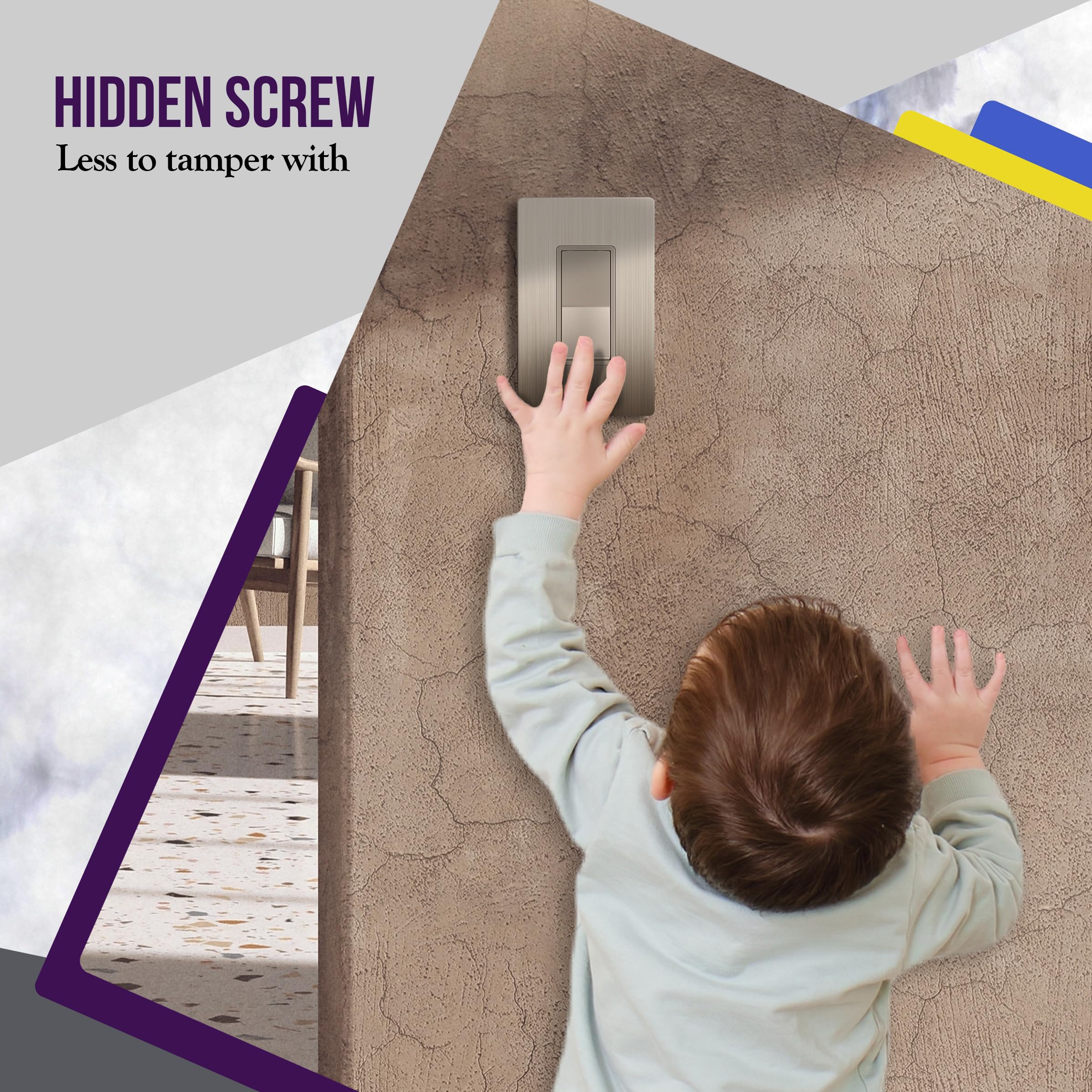 ENERLITES screwless plate installed for a seamless modern wall appearance benefit