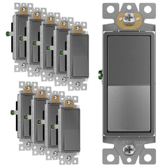 ENERLITES front view of space gray switch showing modern metallic finish and sleek look