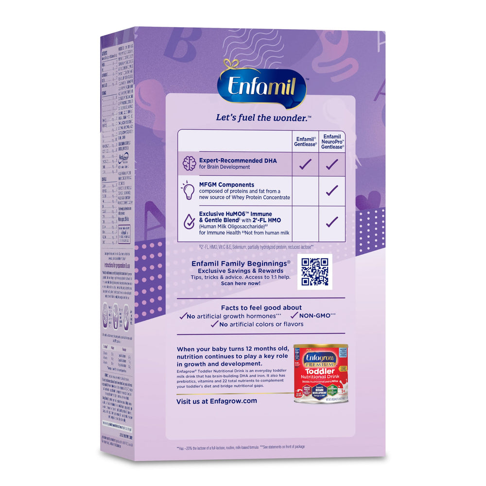 Enfamil can in adult hand showing 35.2 oz scale and home convenience