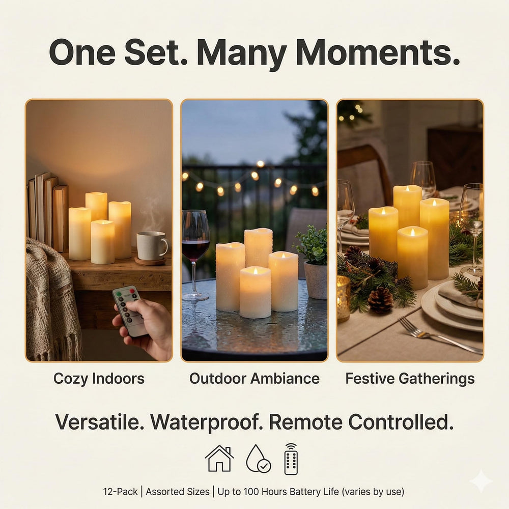 Enido candles inside lantern on patio providing waterproof mood lighting