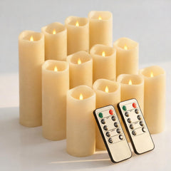 Enido front view of 12-piece candle set showing safe ambiance for events