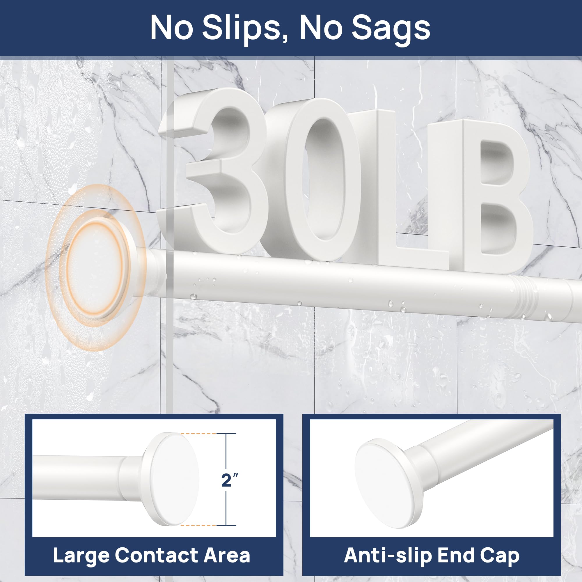 ENJOYBASICS rod holding heavy curtain showing strong 30 lb support without sagging