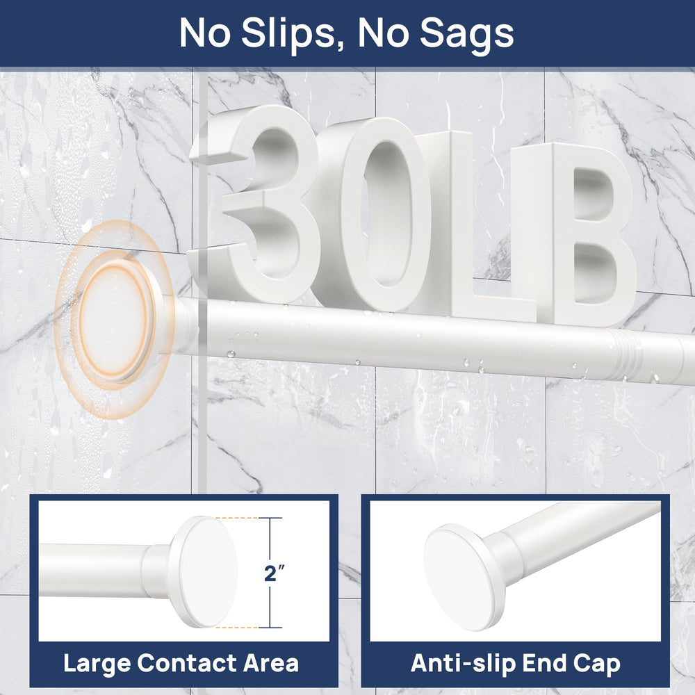 ENJOYBASICS rod holding heavy curtain showing strong 30 lb support without sagging
