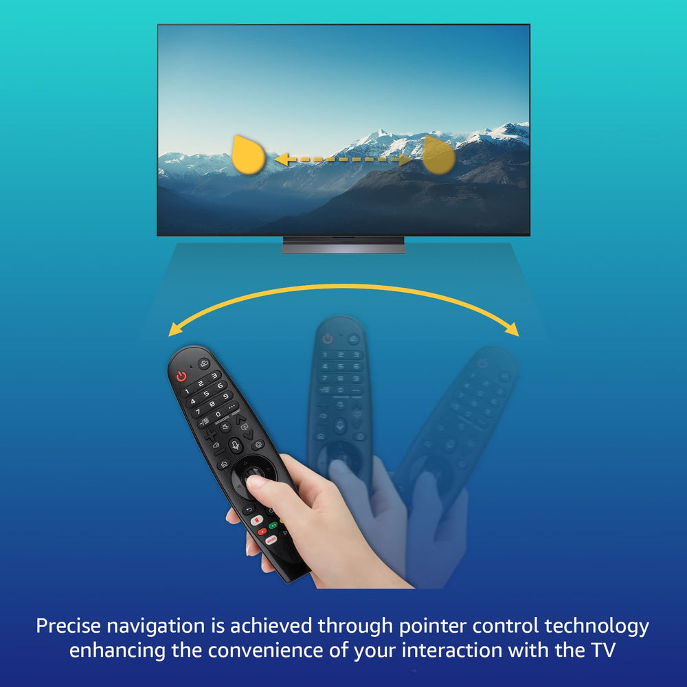 ENJOYLink remote held in hand to show scale and ergonomic grip for comfortable use