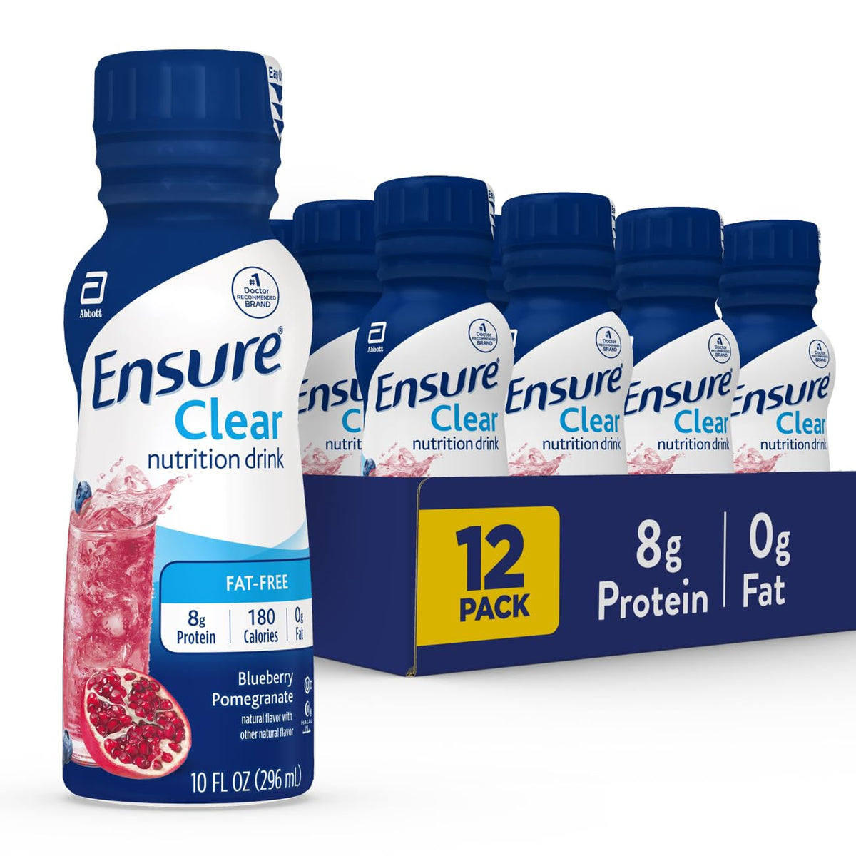 Ensure bottle front showing Blueberry Pomegranate label and clear refreshing benefit