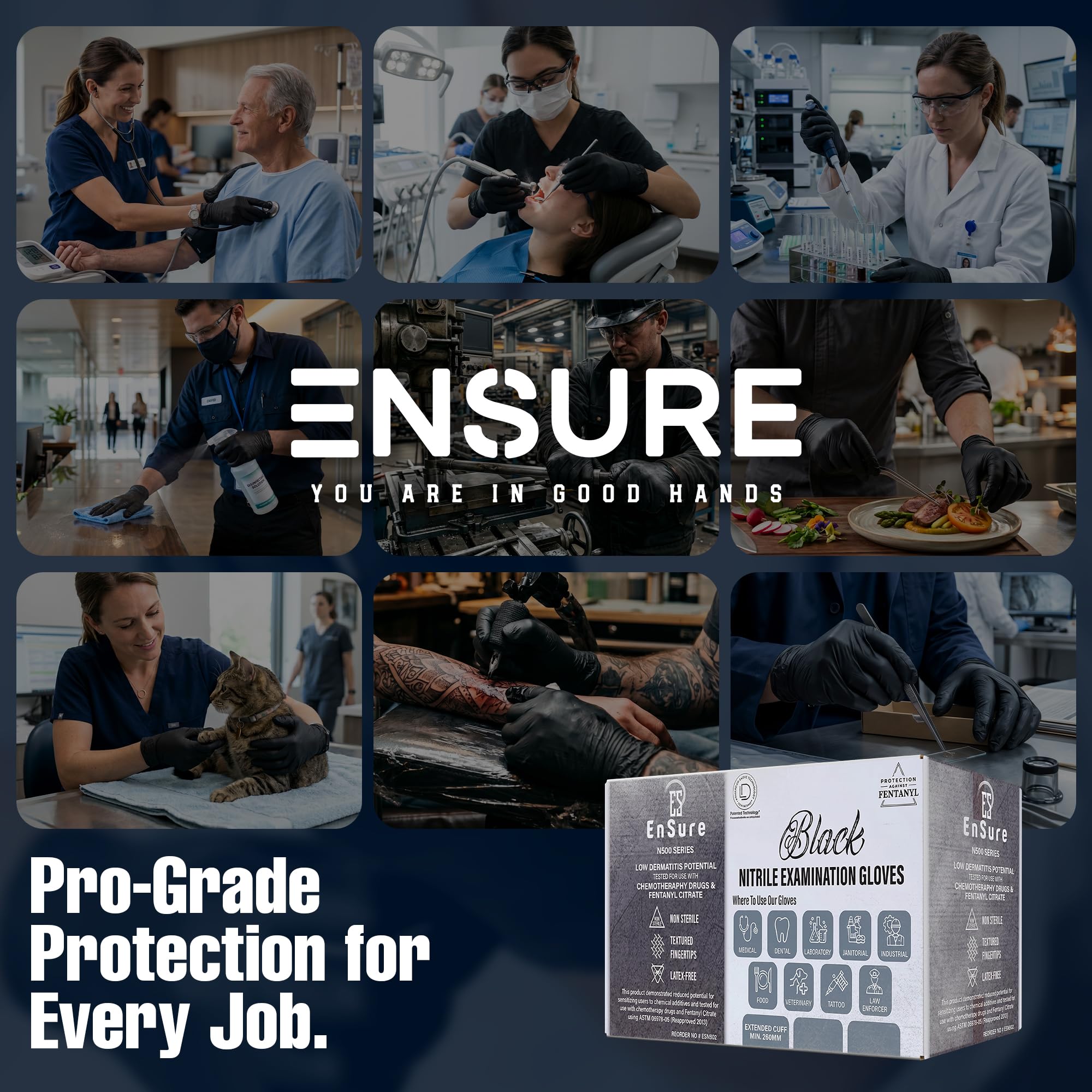 Ensure extended cuff displayed to show added wrist protection benefit