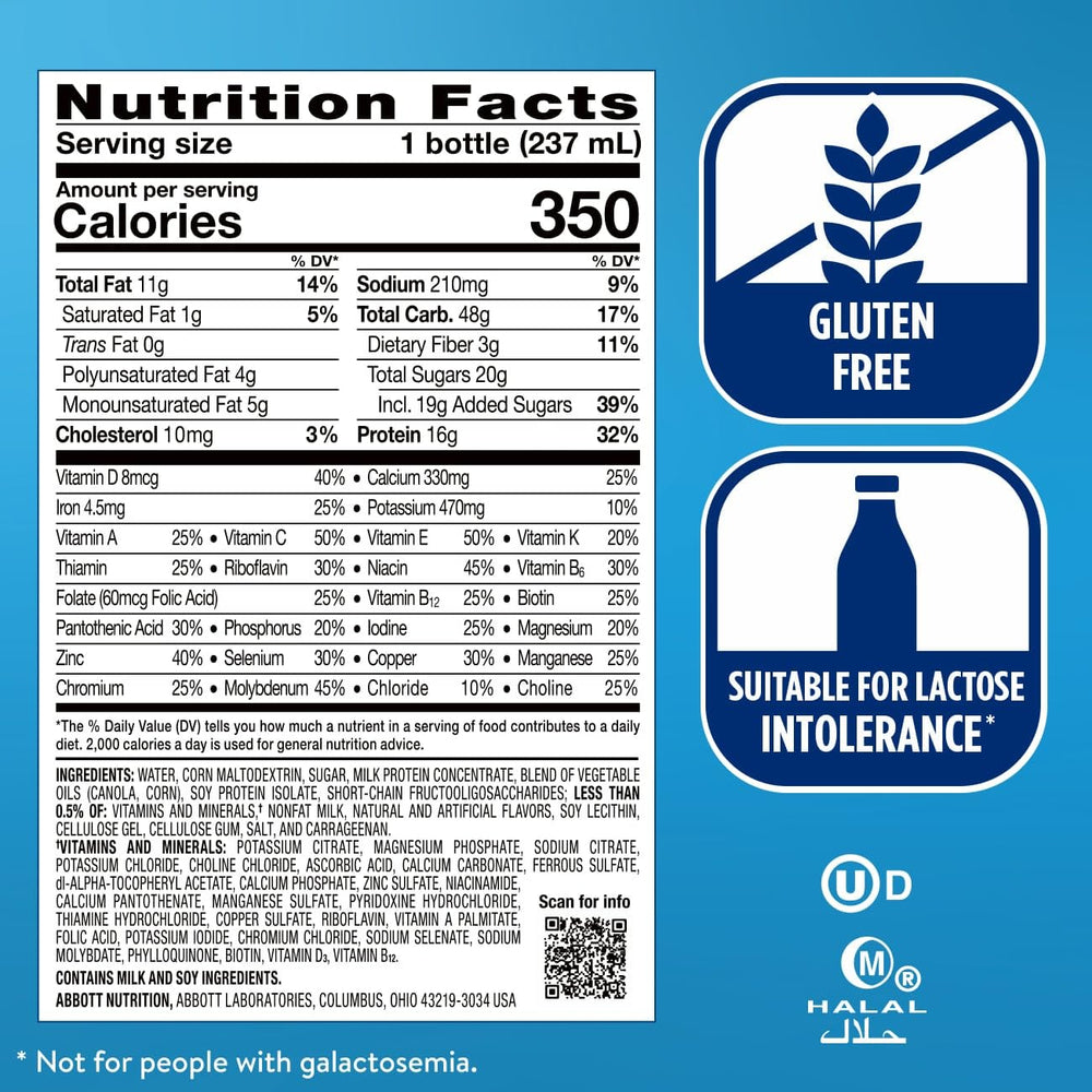 Cardboard 24-pack box of Ensure Plus Vanilla ready for storage