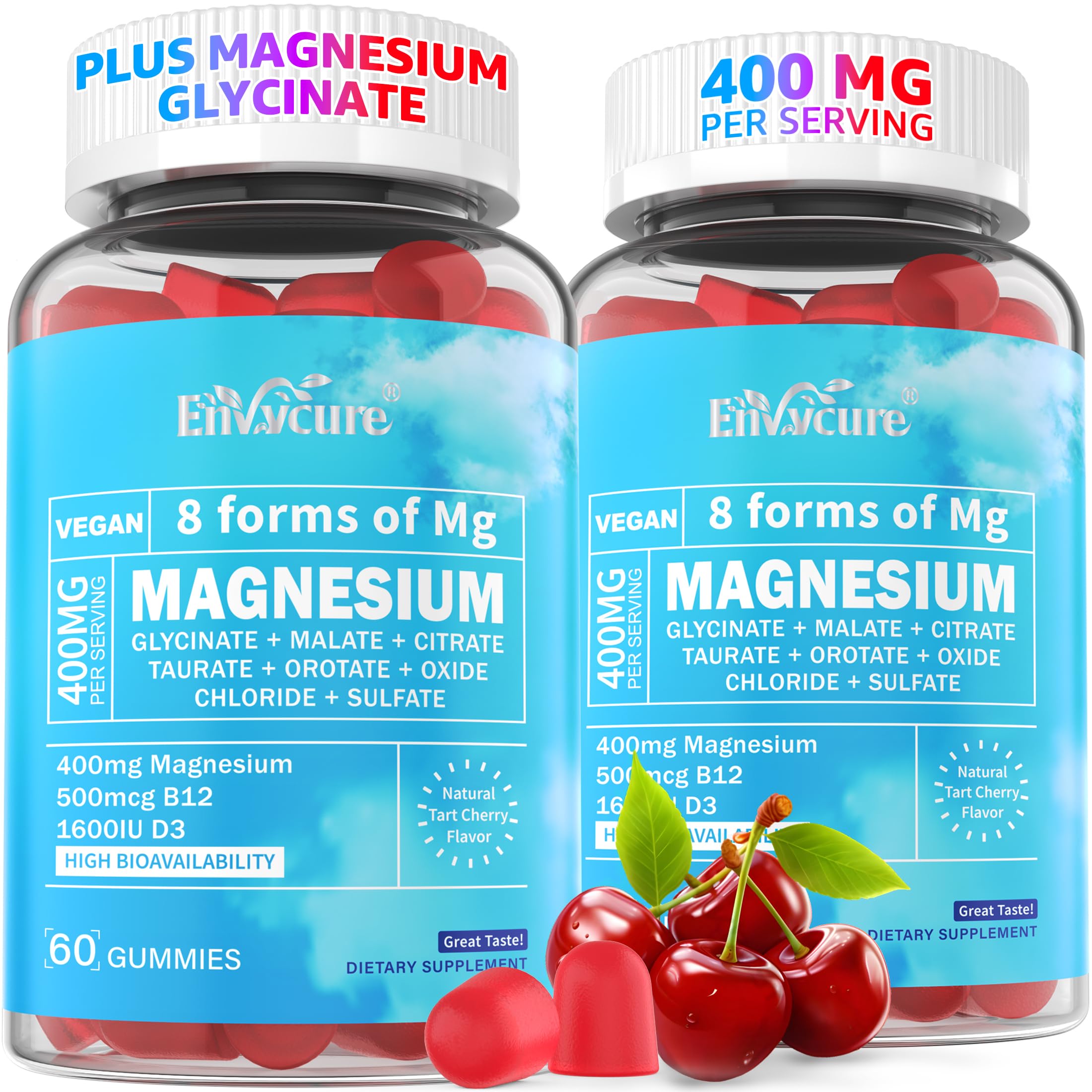 EnvyCure front packaging showing bottle and gummies, convenient daily use