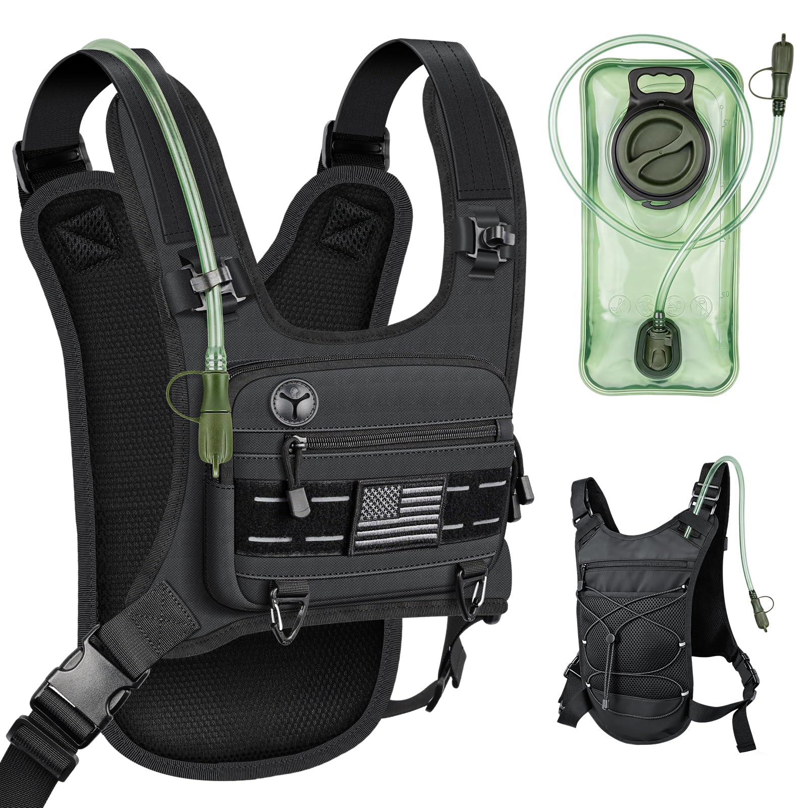 Envyvip hydration backpack front view showing fit and pocket layout