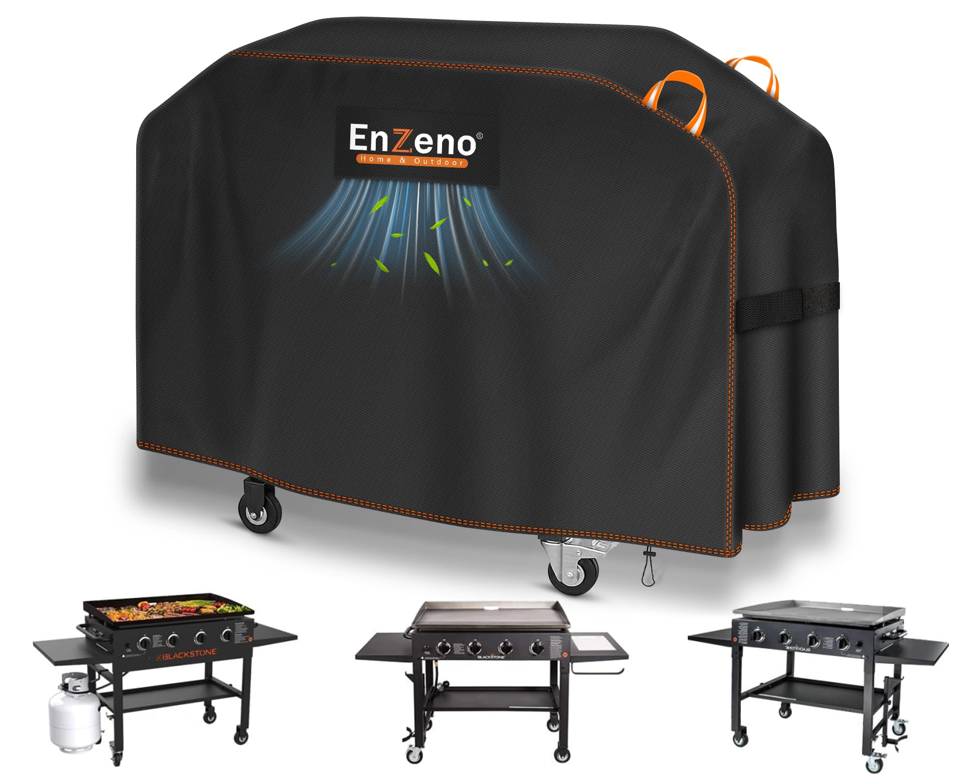 Enzeno front view of cover on 36" grill showing full protection benefit
