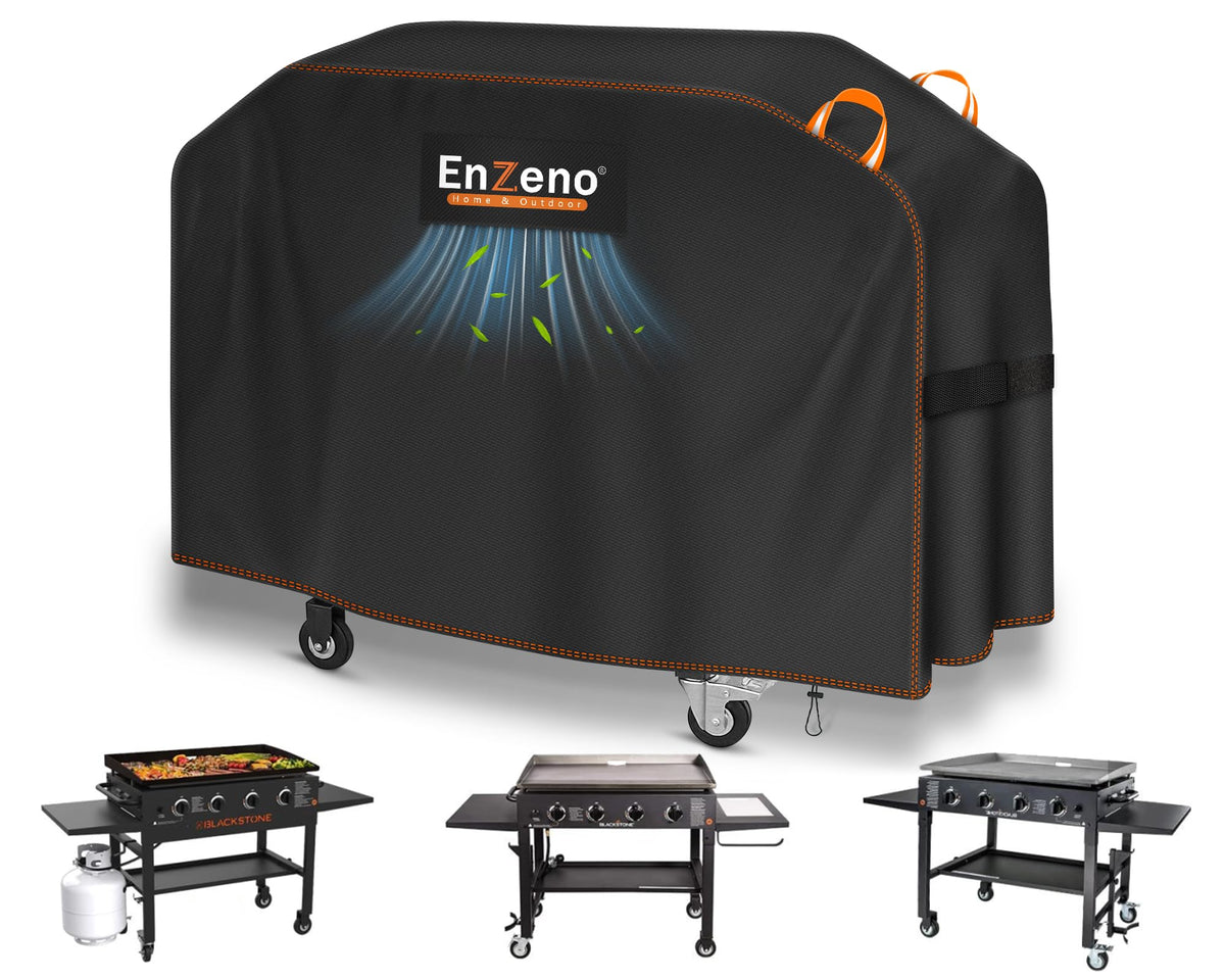 Enzeno front view of cover on 36" grill showing full protection benefit