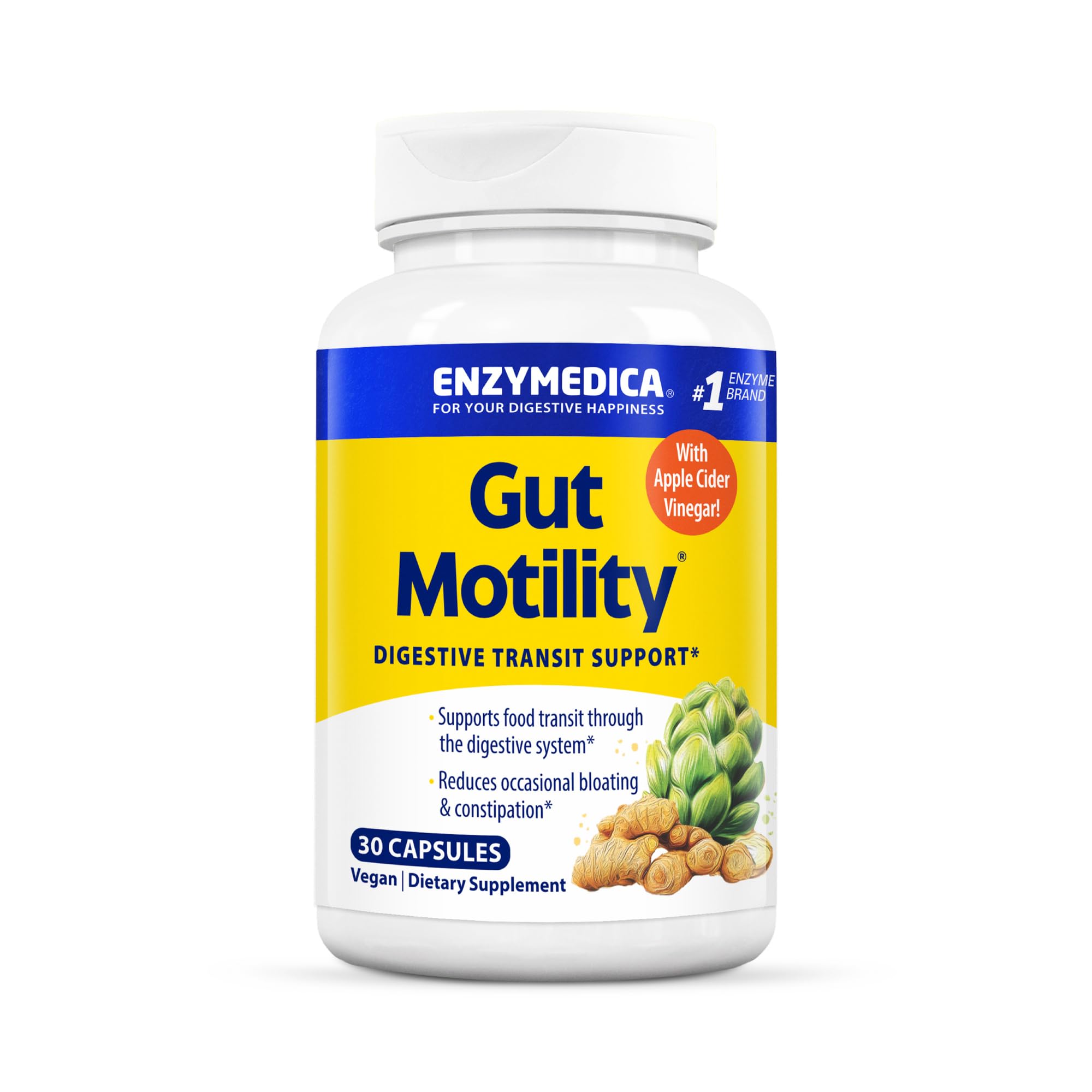 Enzymedica front packaging showing supplement benefits and clean label