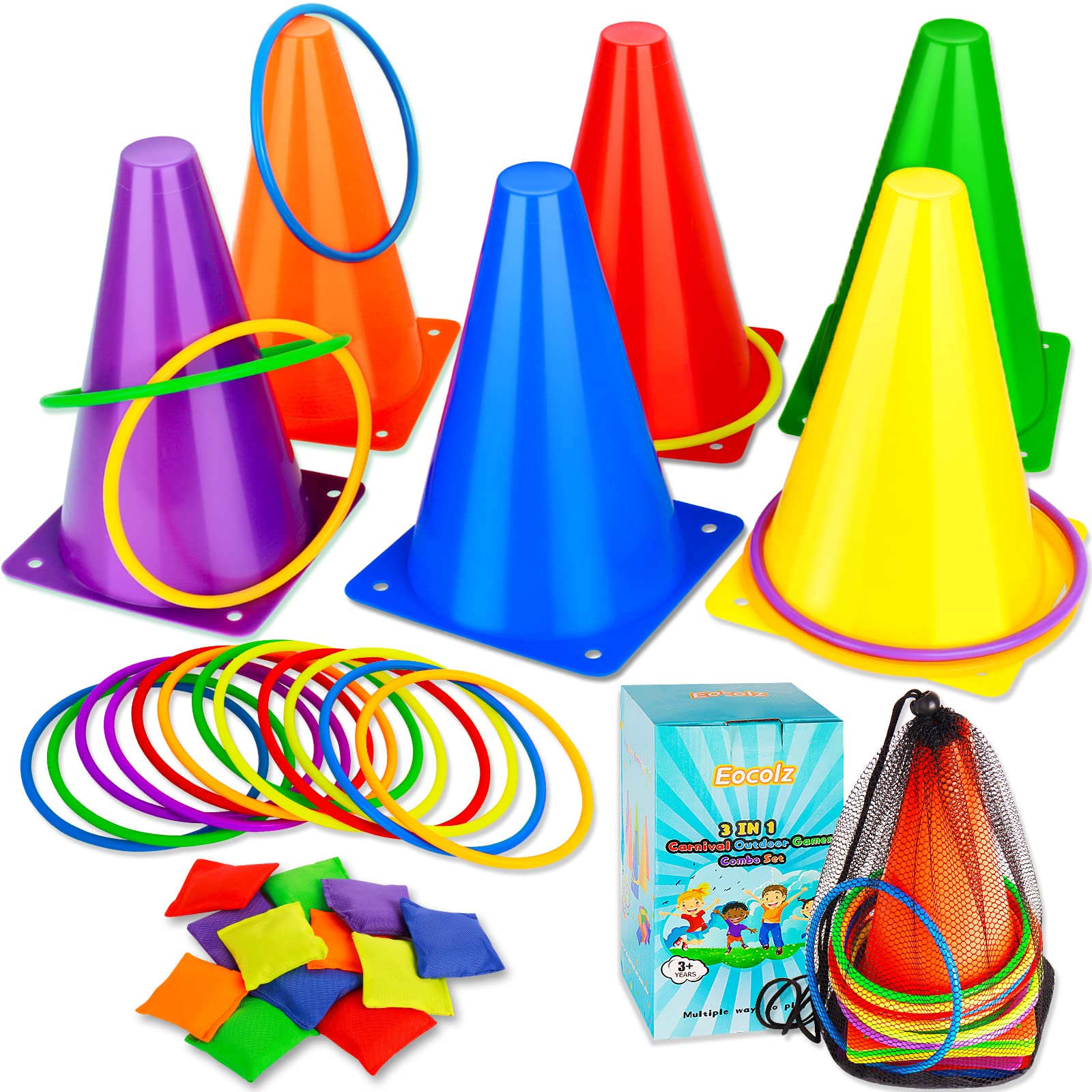 Eocolz front packaging showing complete carnival game set benefits portability