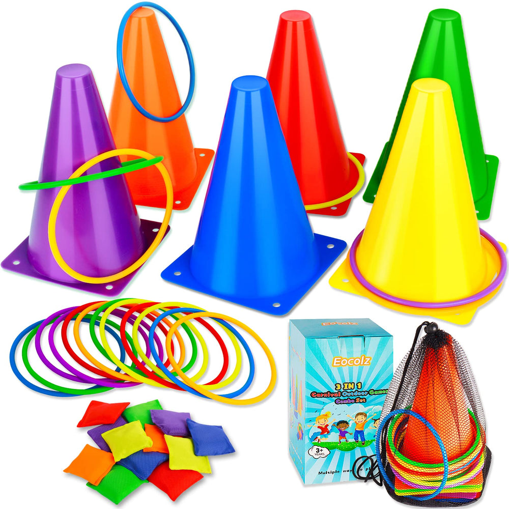 Eocolz front packaging showing complete carnival game set benefits portability