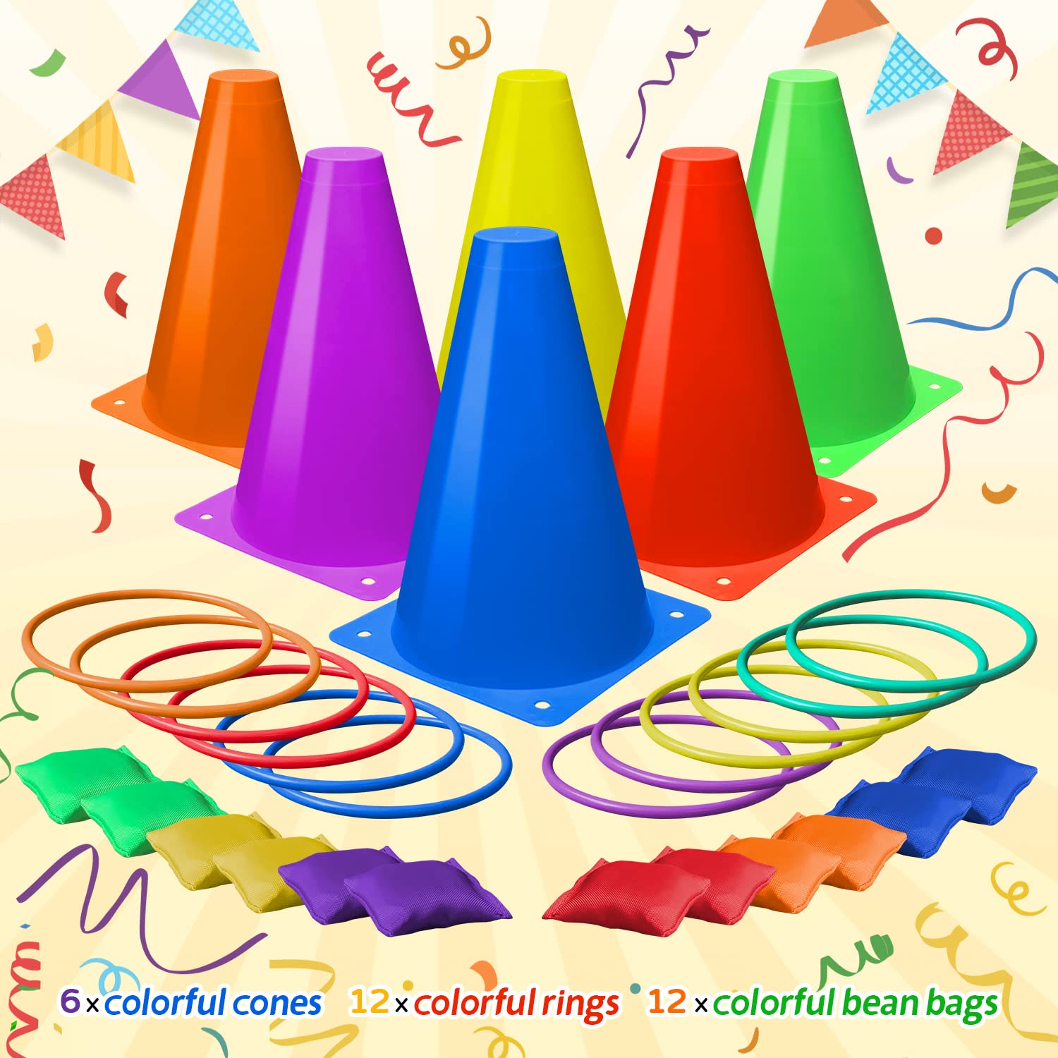 Eocolz colorful rings detail highlighting easy-grip rings for accurate tosses