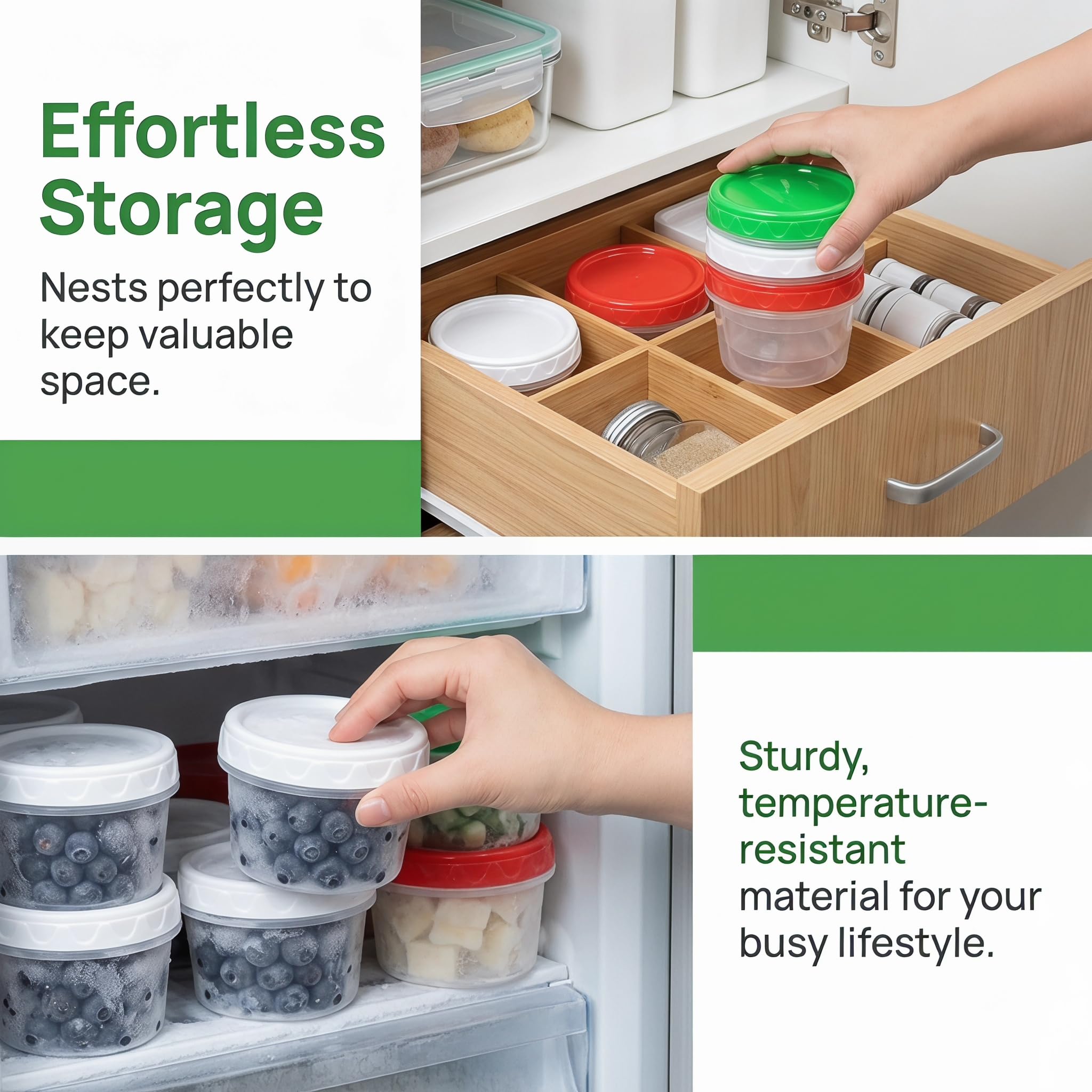 EONJOE container beside measuring cup showing accurate 8oz capacity