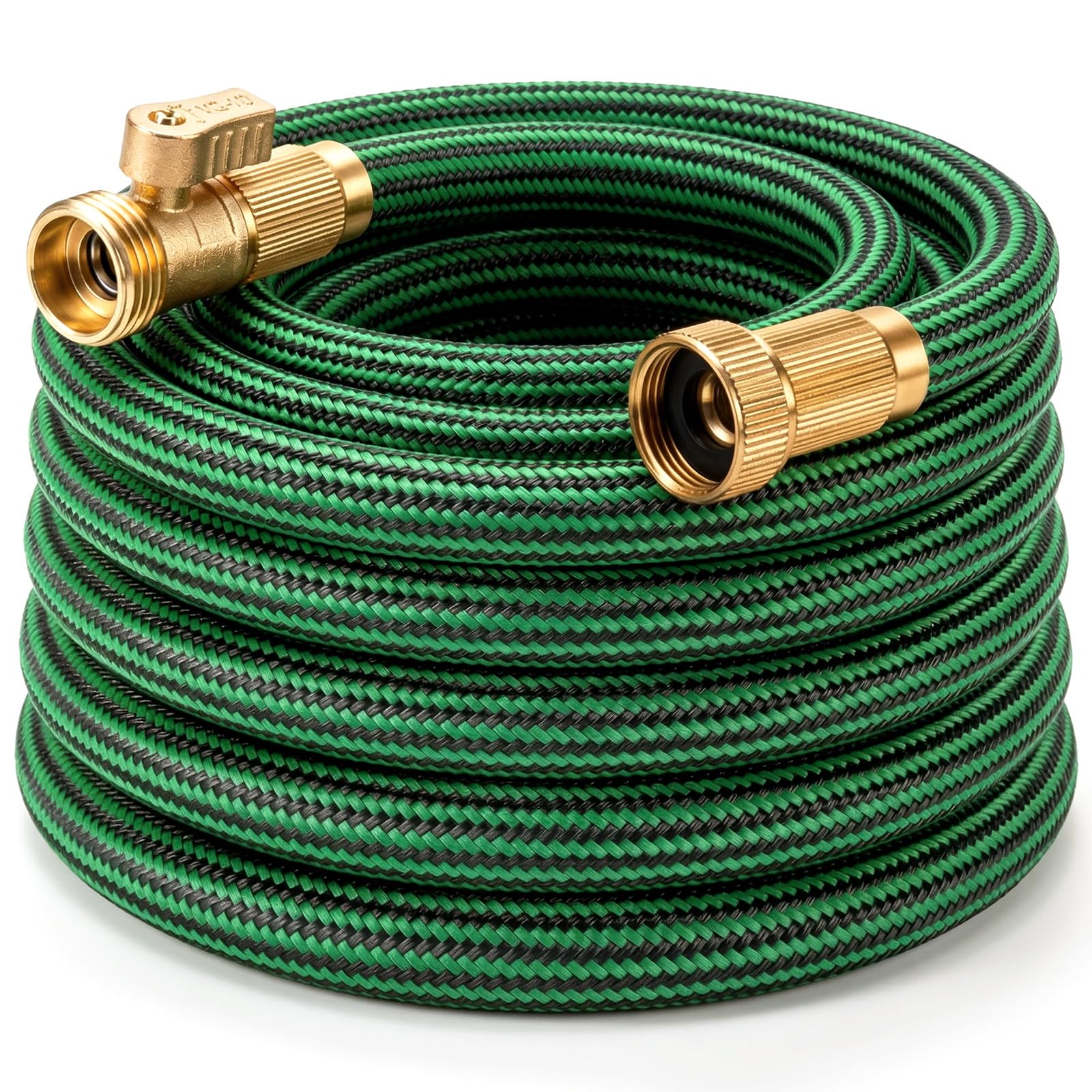 EOOIO 25 ft front view showing compact hose and connectors for easy handling
