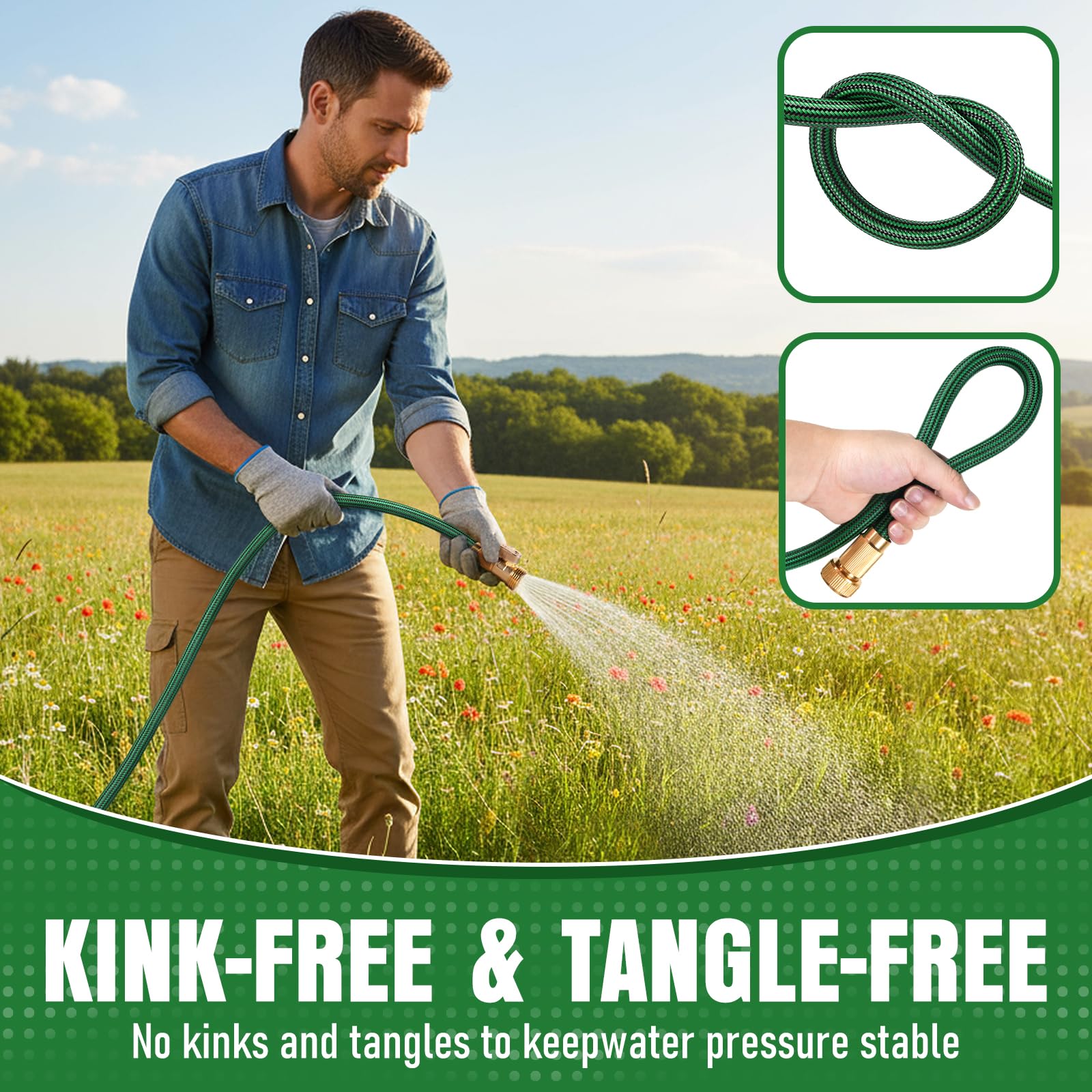 EOOIO hose flexing in hand to show kink-resistant flexibility and easy control