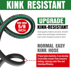 EOOIO hose attached to sprinkler illustrating smooth, kink-free watering