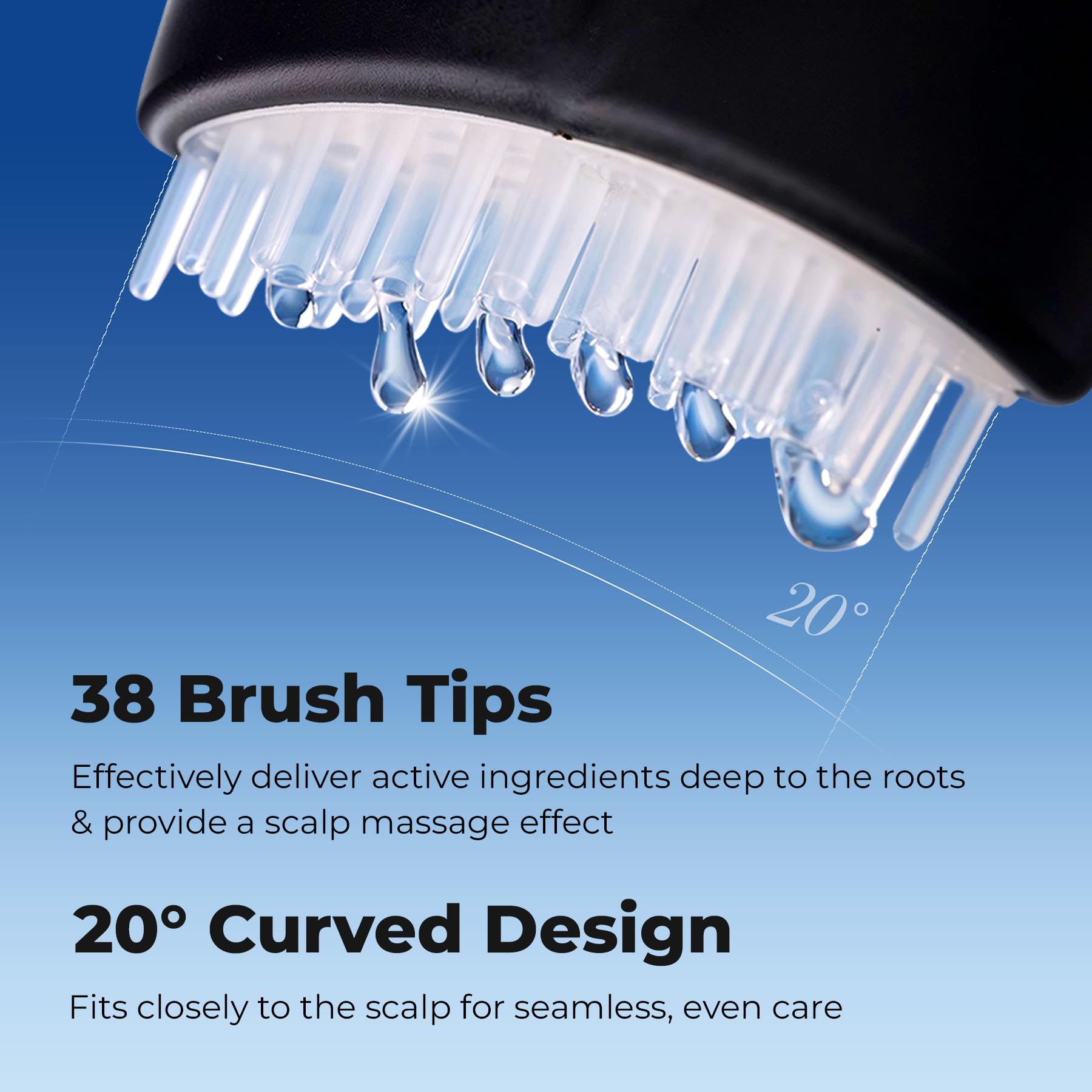 EPAIS being applied to scalp with comb applicator for targeted massage benefit