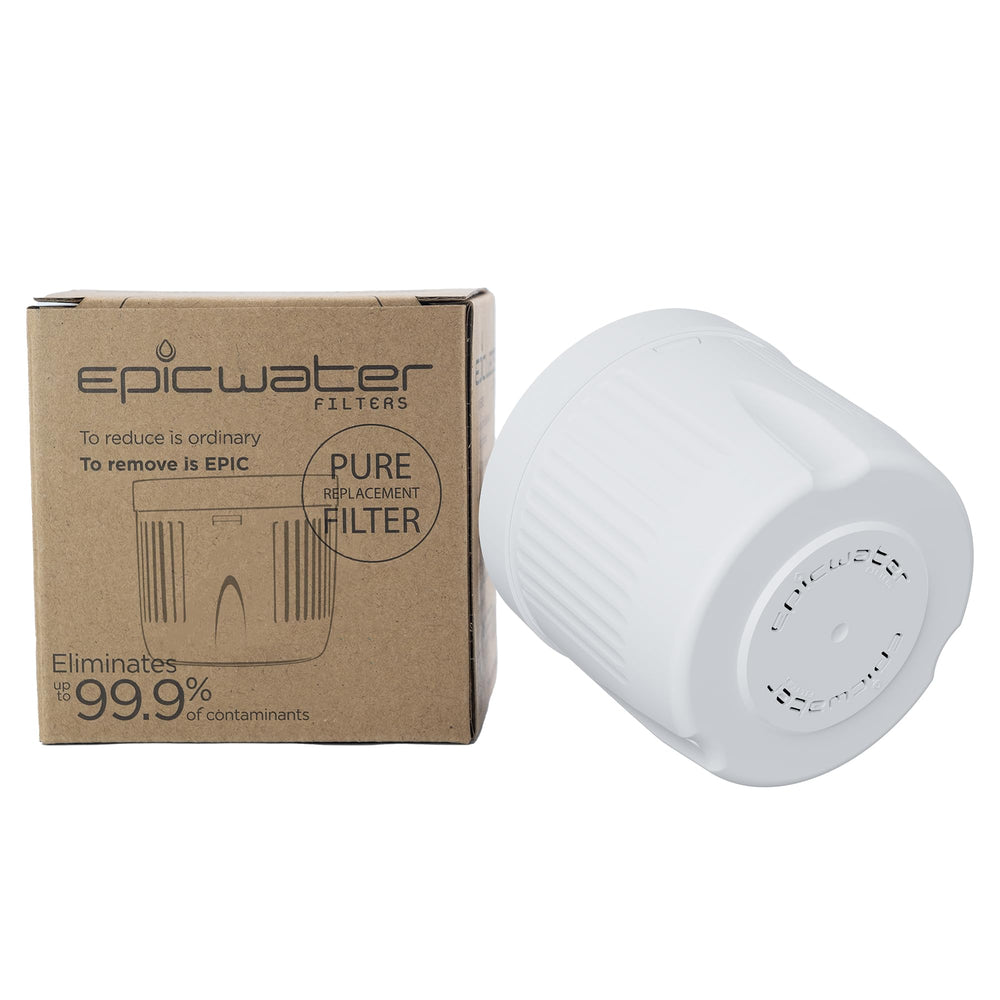 Epic Water Filters front view of replacement cartridge showing compact design and easy swap benefit