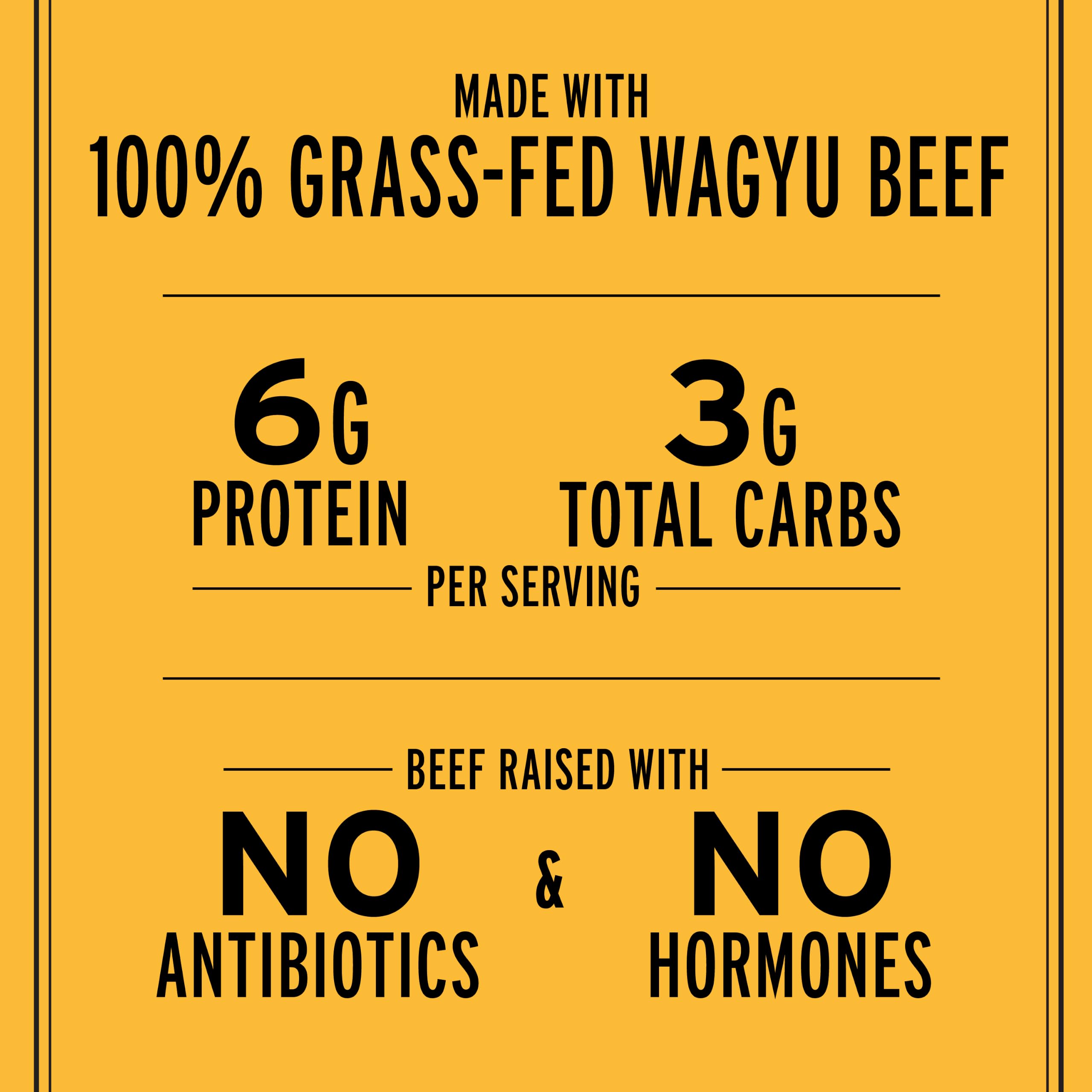 EPIC Wagyu nutrition label visible showing protein and carbs