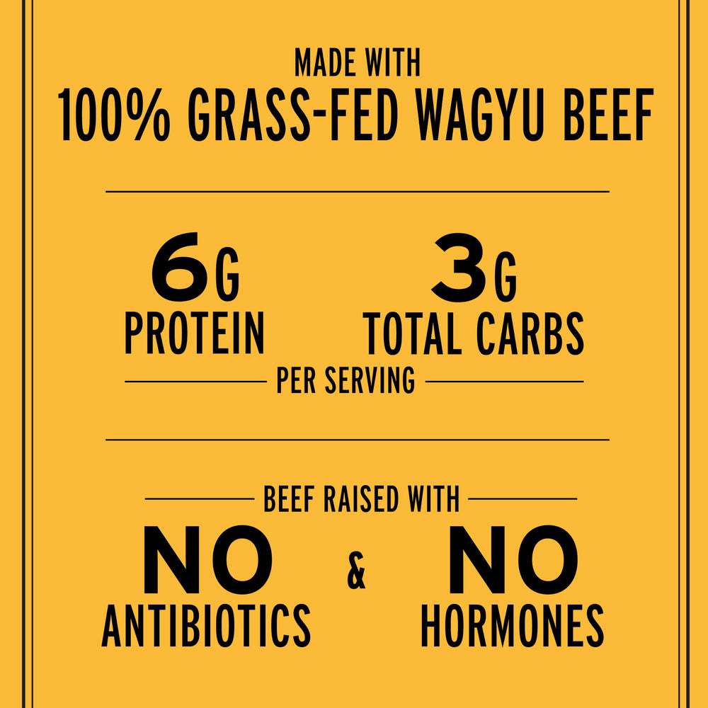 EPIC Wagyu nutrition label visible showing protein and carbs