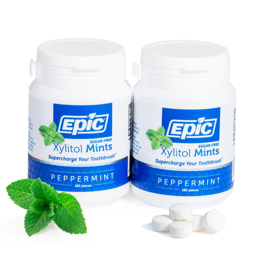Epic front packaging showing peppermint mints and benefits