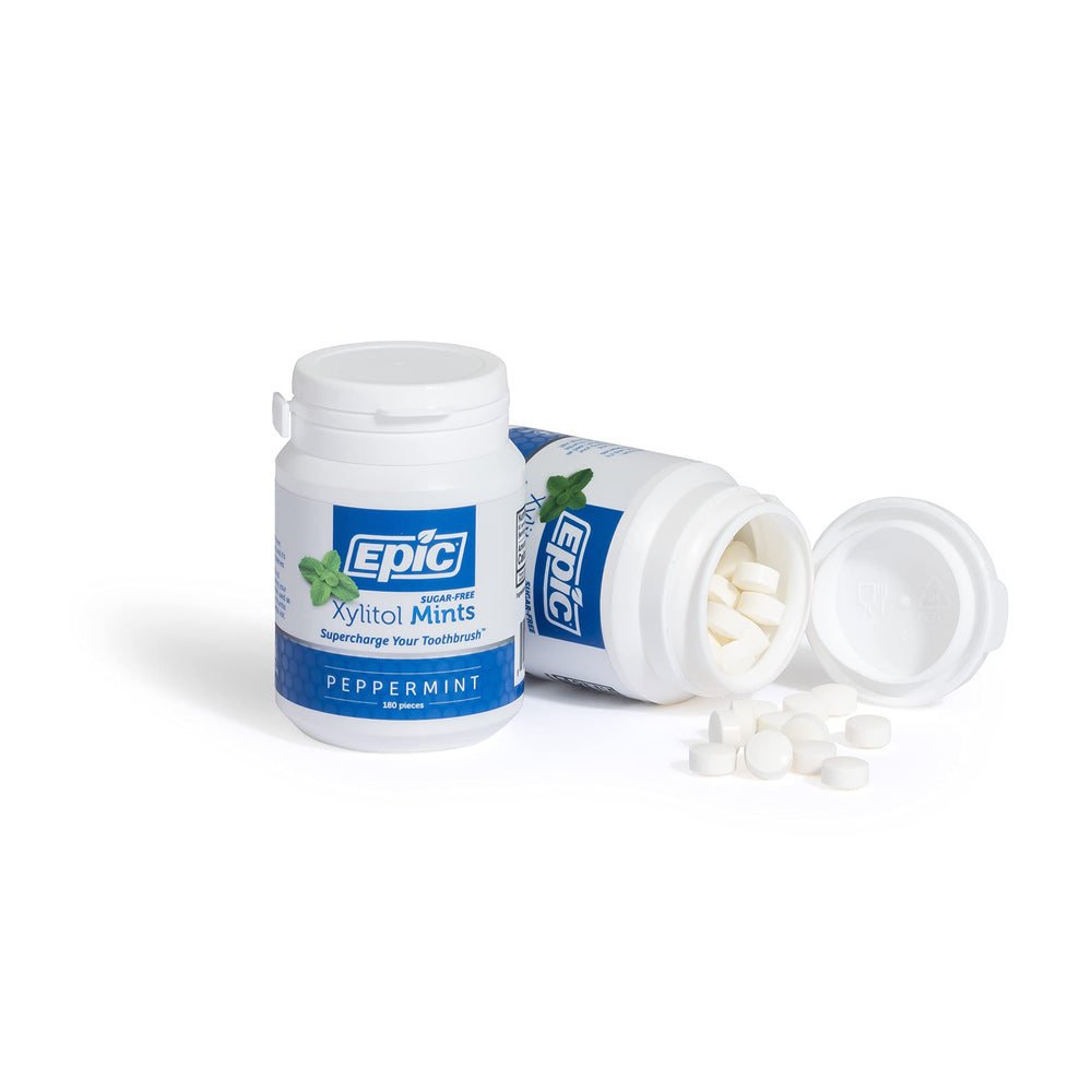 Epic ingredient label close-up showing xylitol and vegan claim