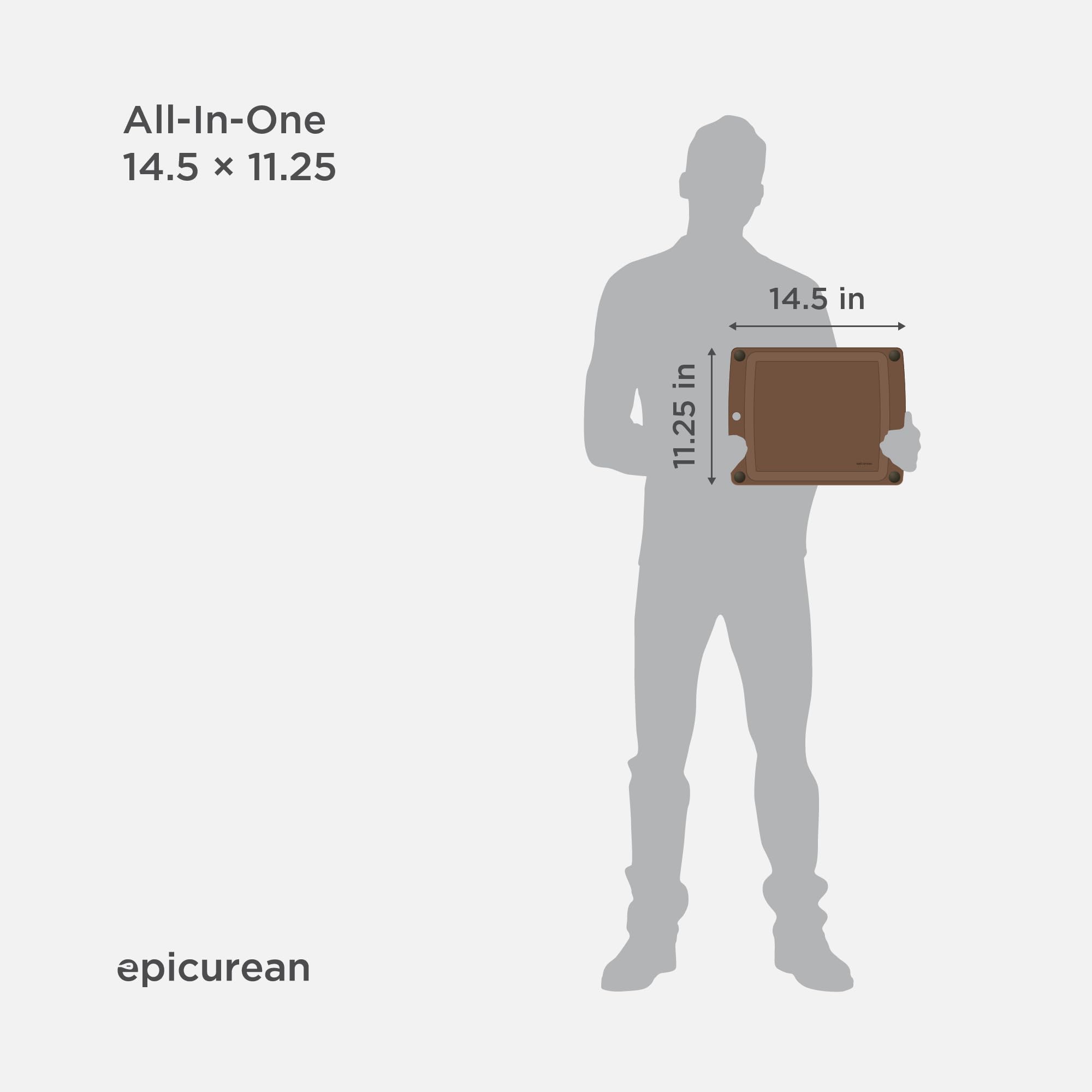 Epicurean reversible flat side displayed for expanded workspace and versatility