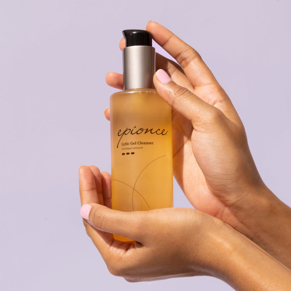 Epionce cleanser pictured with toner to show complementary pairing