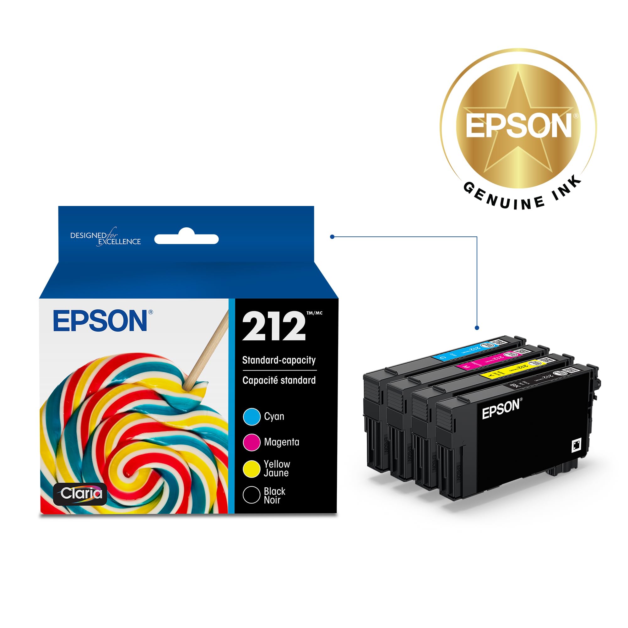 Epson black cartridge close-up highlighting crisp text performance