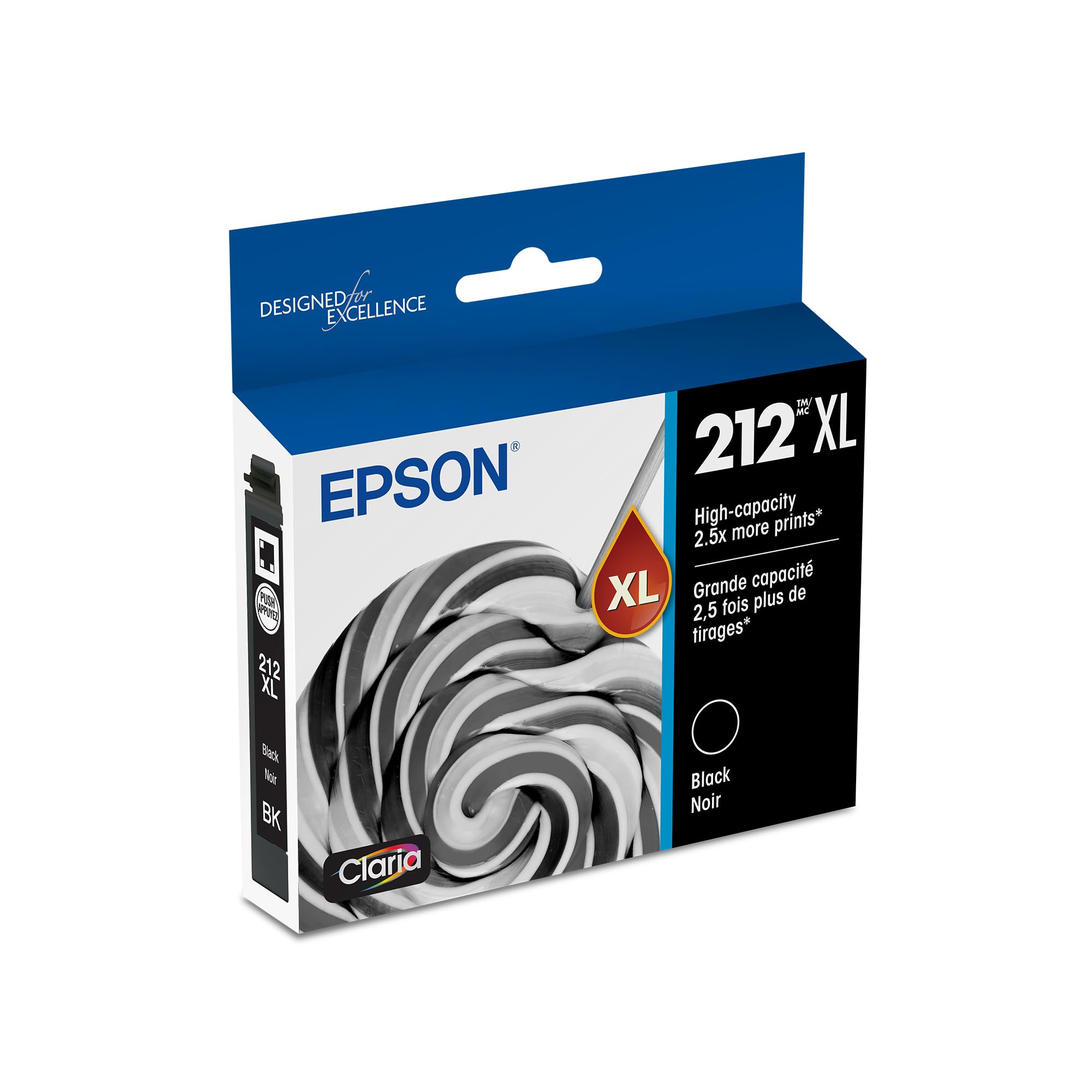 Epson 212 cartridge front view showing model and benefits