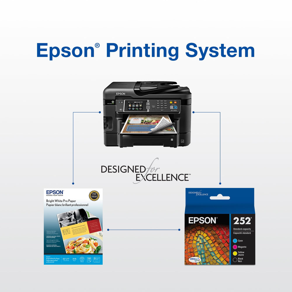 Epson 252XL on a desk printing invoices with fast-drying benefit