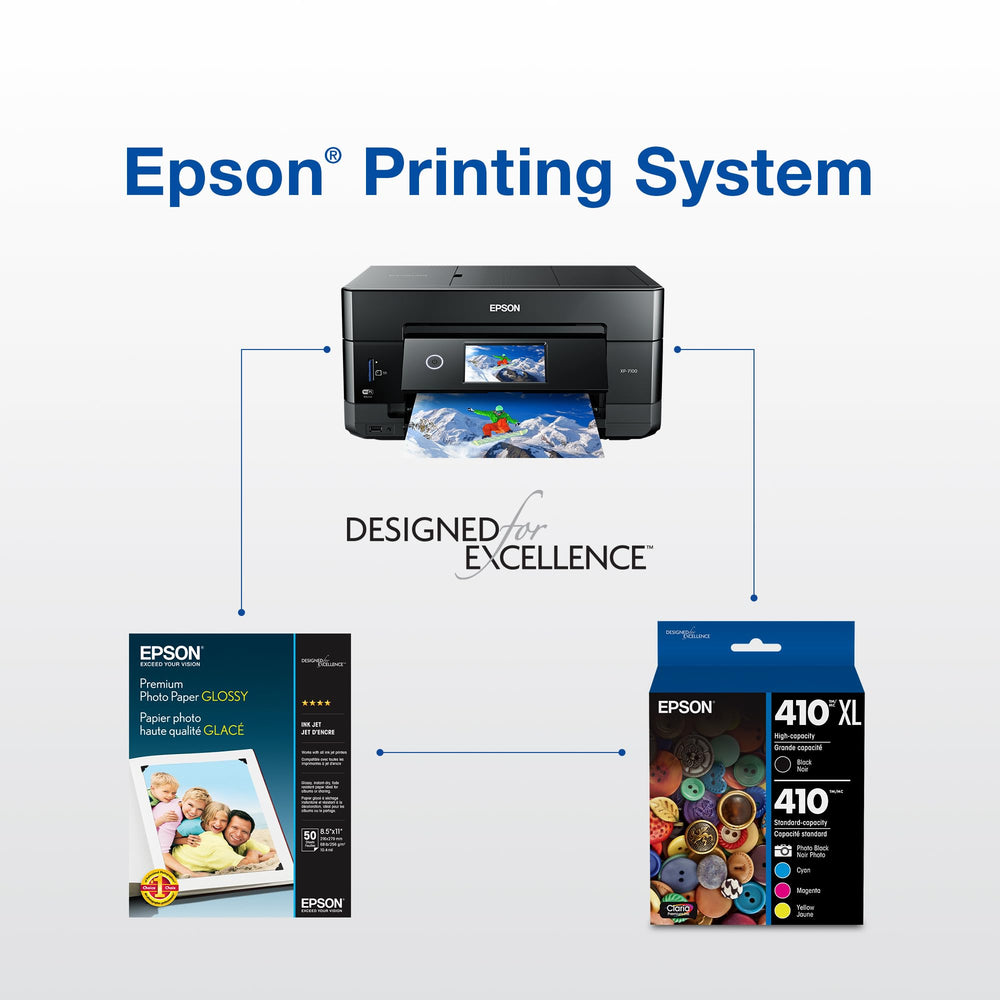 Epson 410 on a home office desk showing dependable high-capacity printing convenience