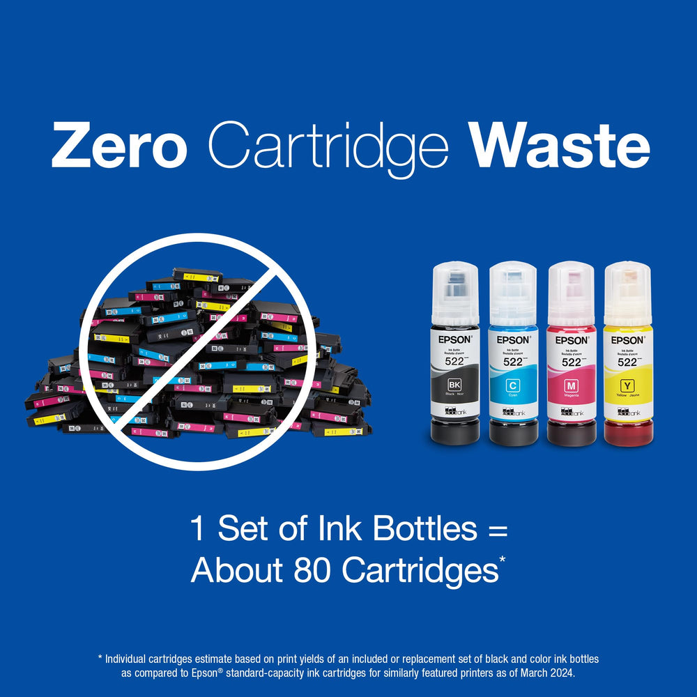 Epson 522 bottle on a home office desk highlighting cost‑effective printing setup