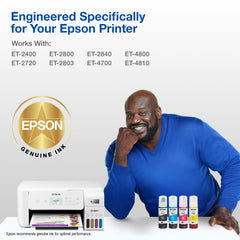 Epson 522 being poured into an EcoTank printer illustrating simple refill process