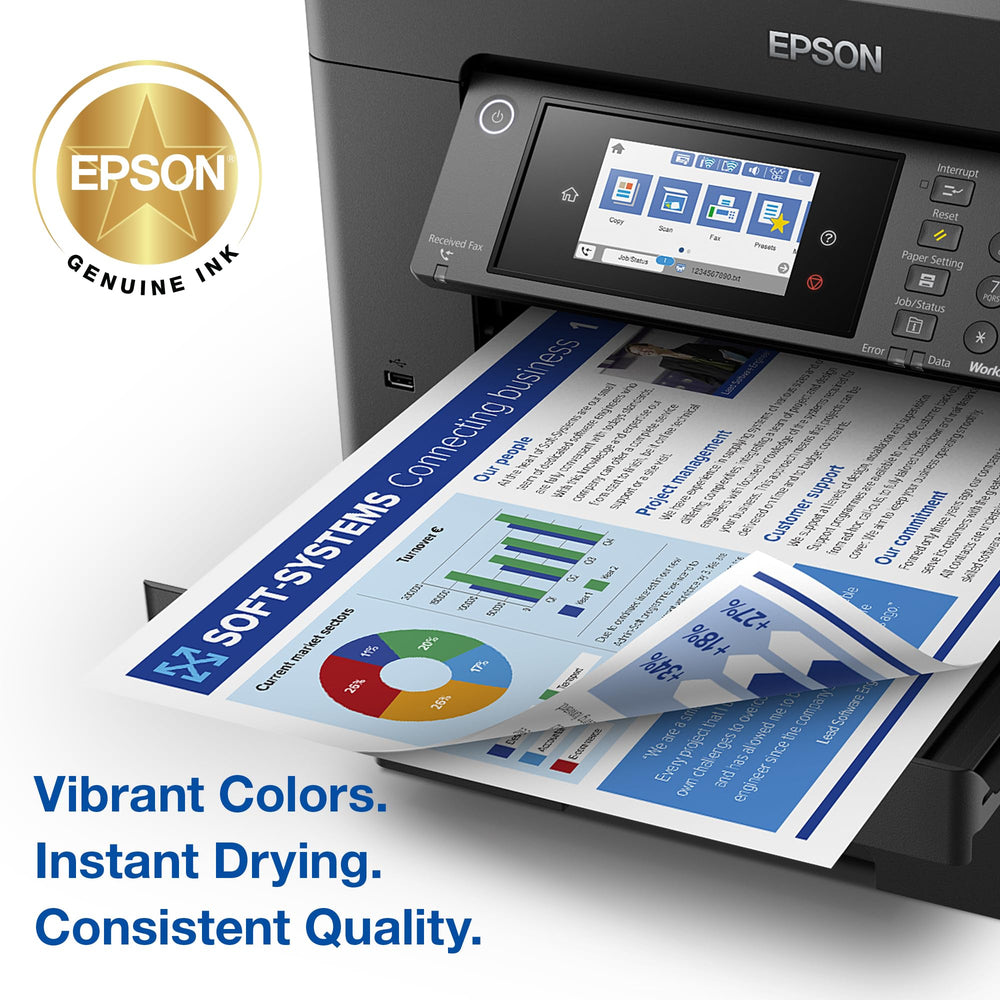 Epson cartridges installed in printer demonstrating easy replacement