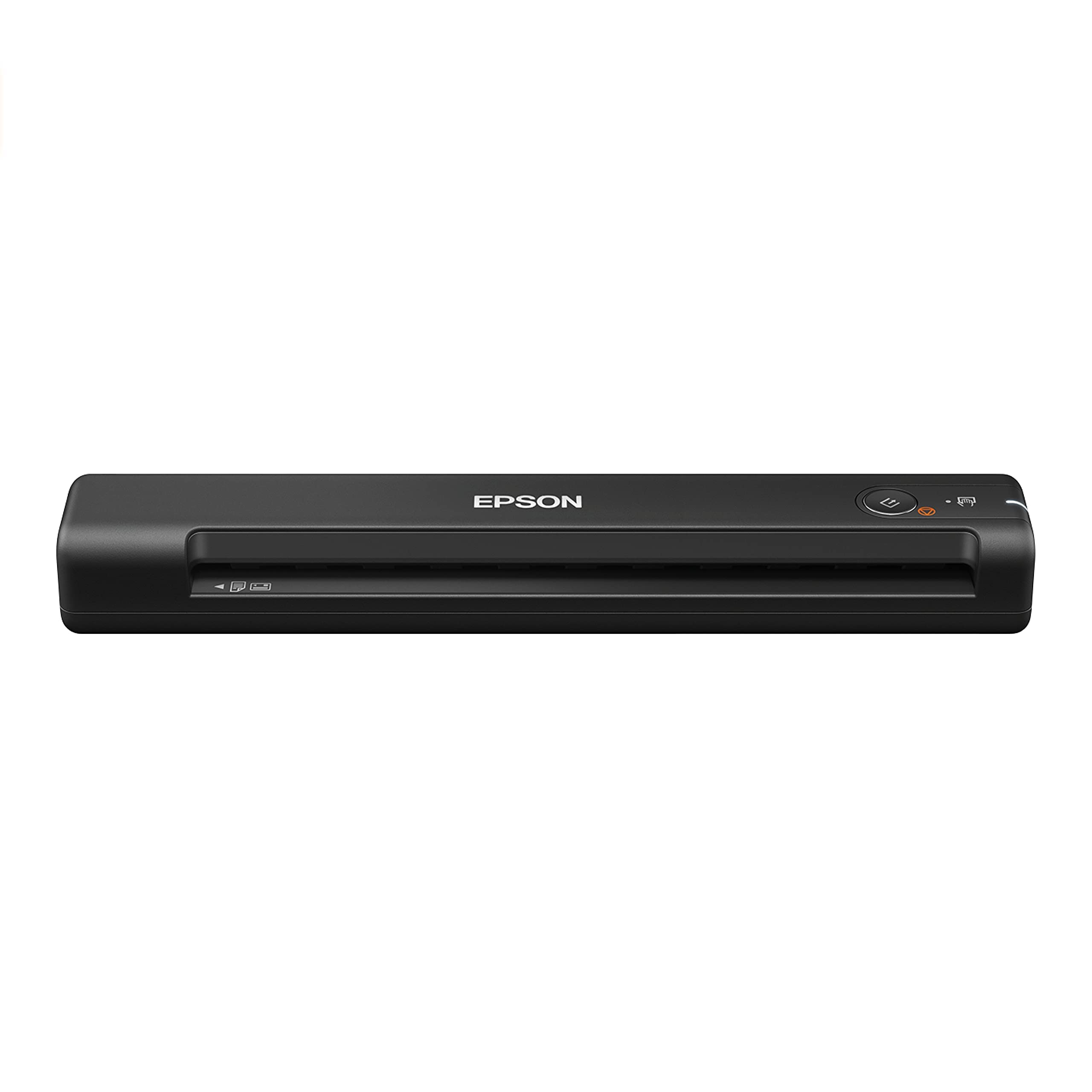 Epson ES-50 front view showing compact scanner and feed slot for easy transport