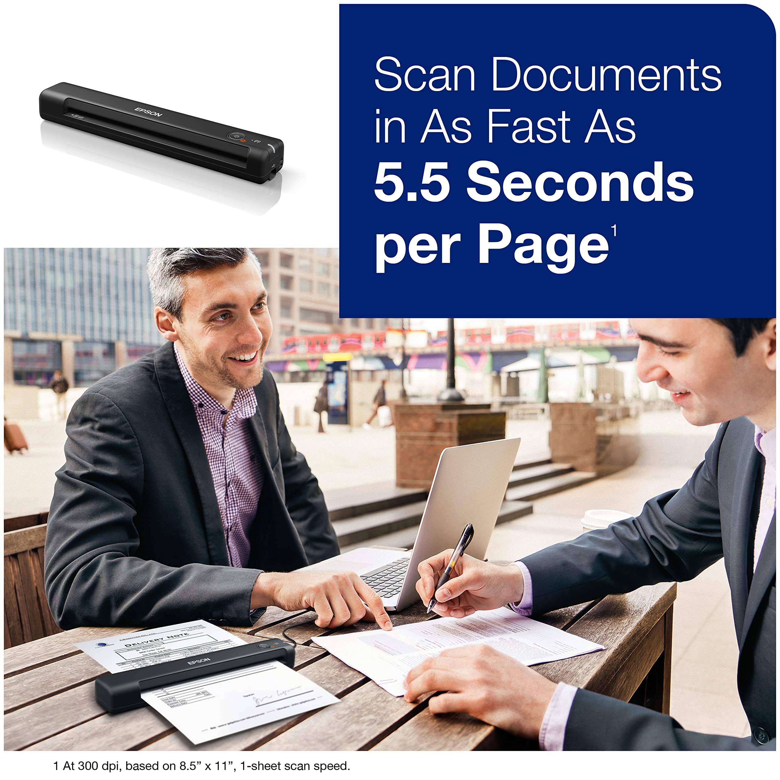 Epson ES-50 scanning an ID card with clear capture for reliable records