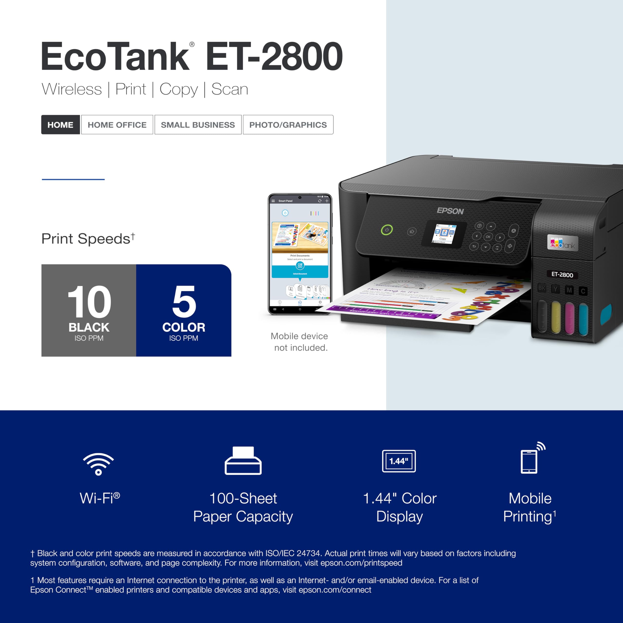 Epson ET-2800 printing from phone in home setting for mobile convenience