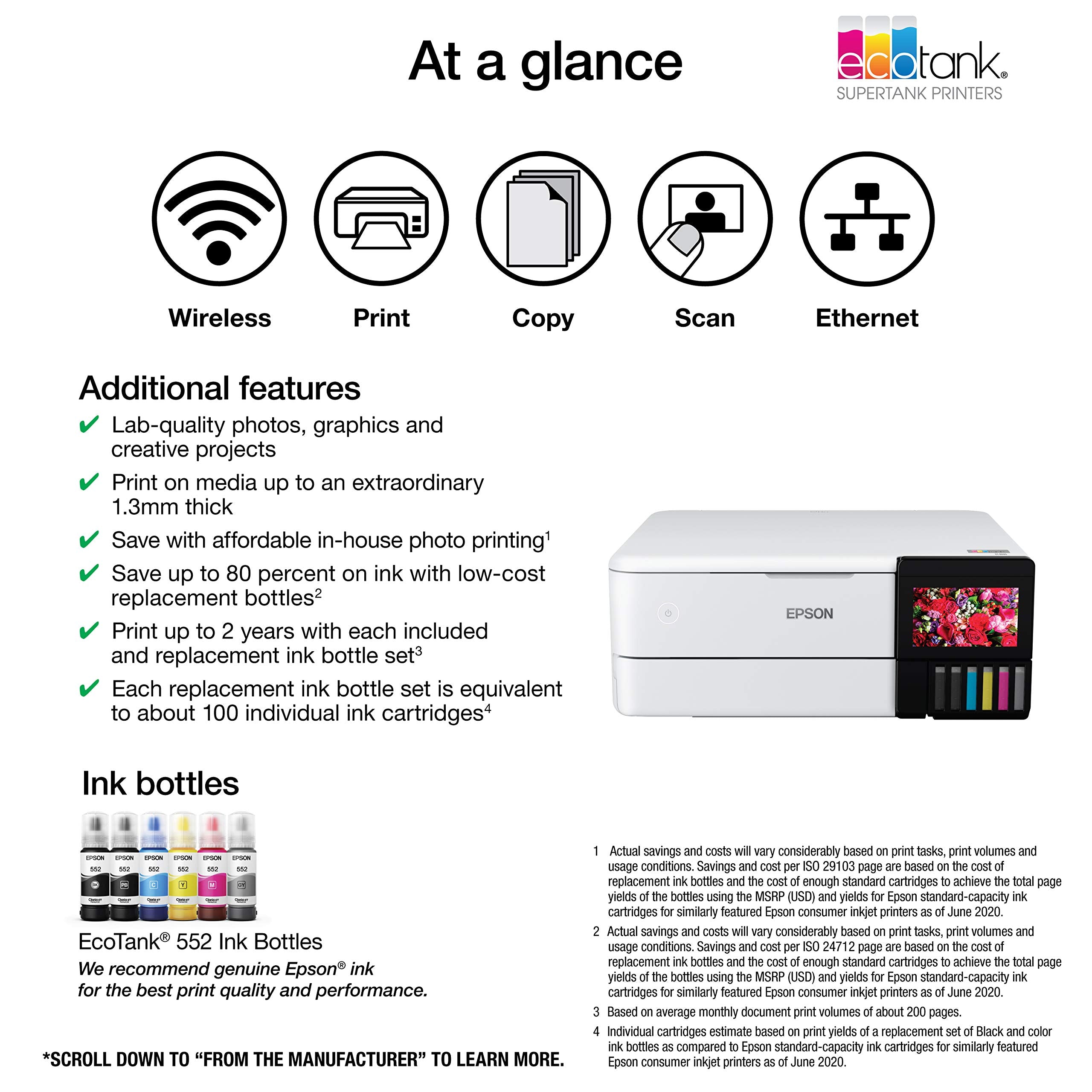 Epson ET-8500 printing thick cardstock demonstrating support for invitations and crafts