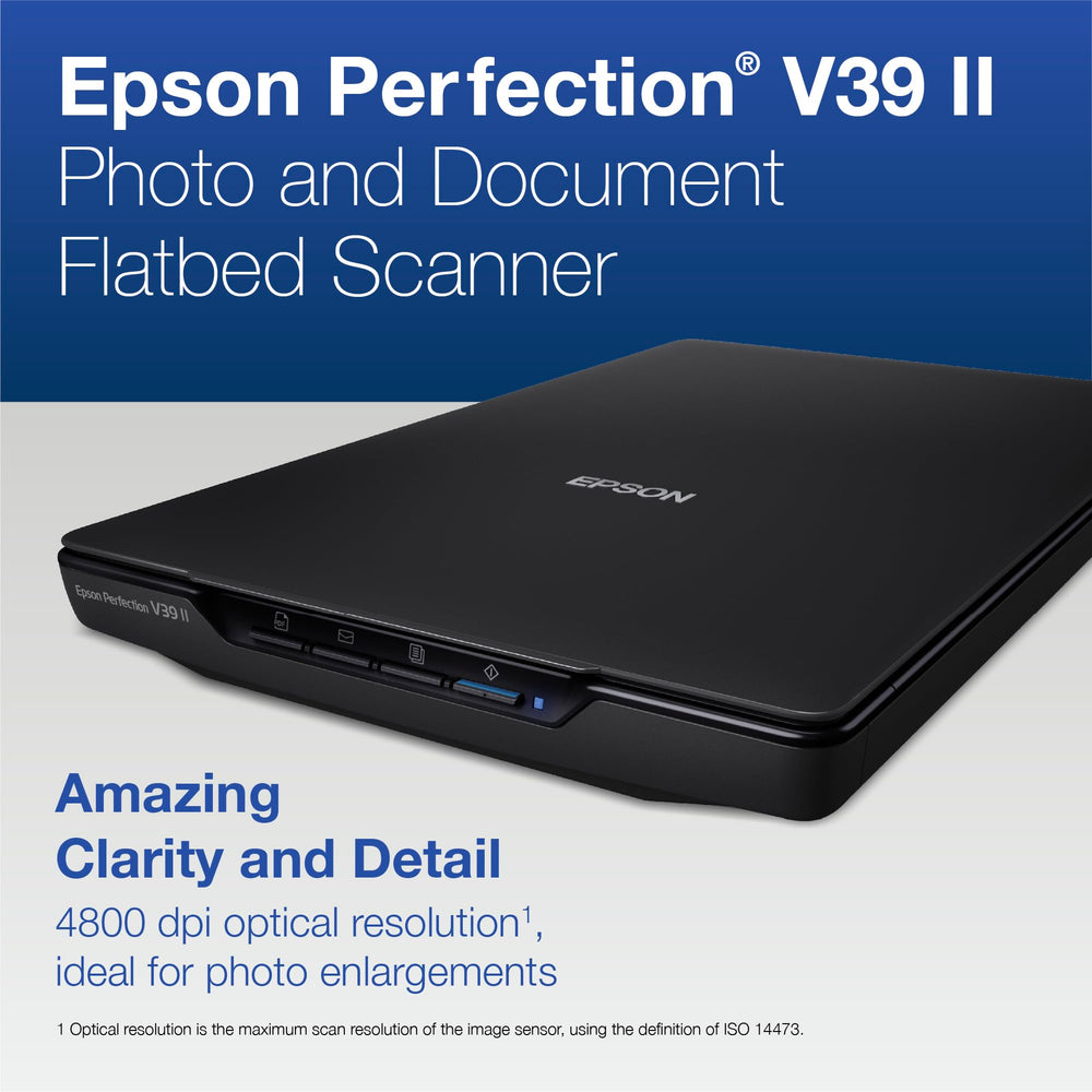Epson V39 II close-up of scanner sensor delivering 4800 dpi fine-detail capture