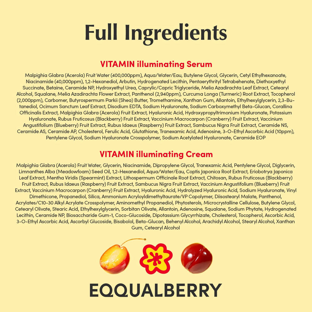 EQQUALBERRY set on bathroom shelf in lifestyle scene suggesting daily routine convenience and glow