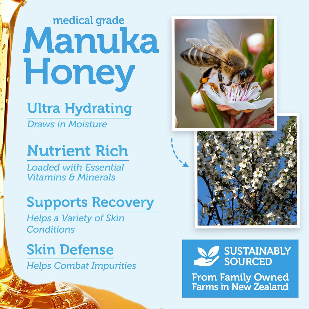 Era Organics label detail focusing on medical-grade Manuka and clean formulation