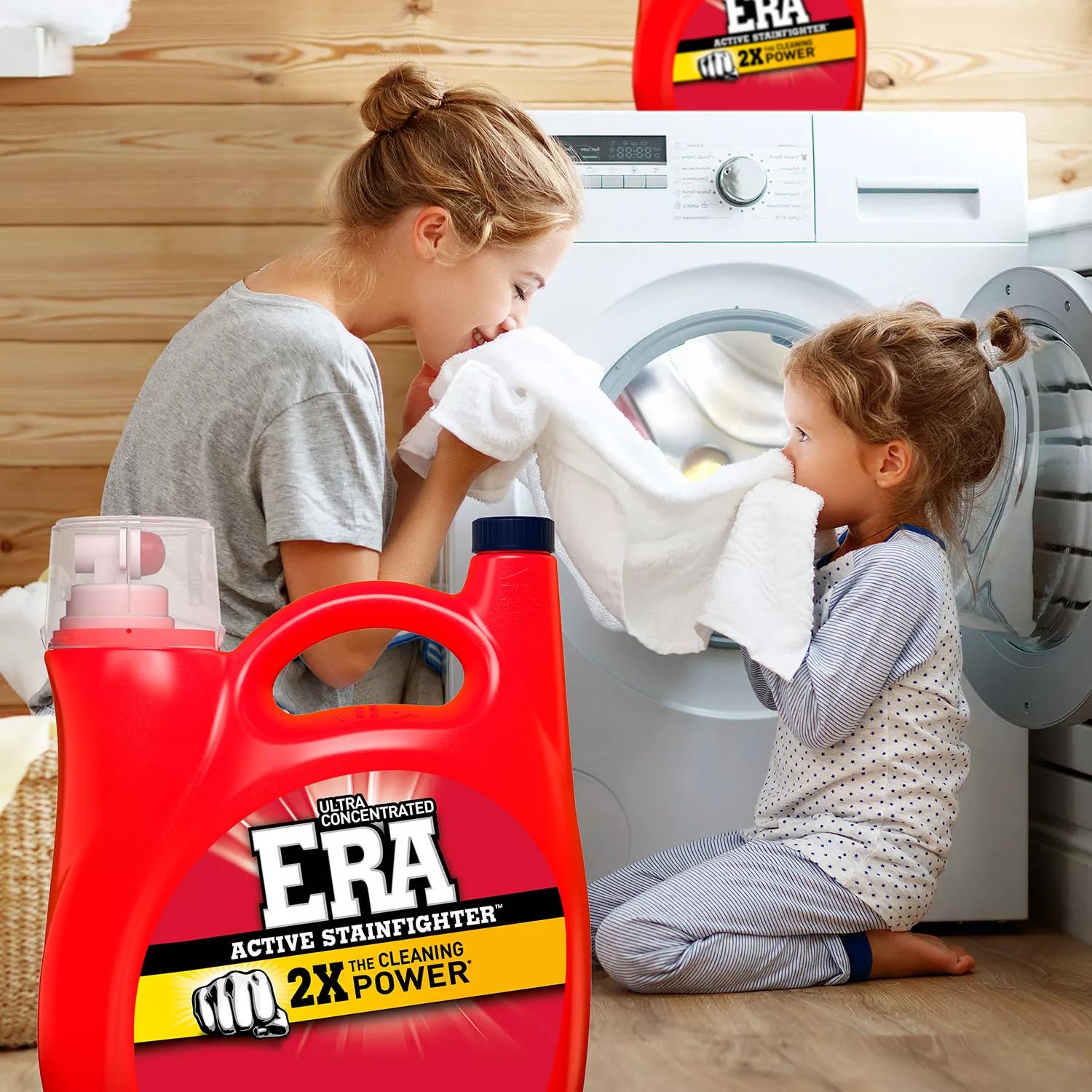 Era pouring into washer demonstrating easy application and deep clean