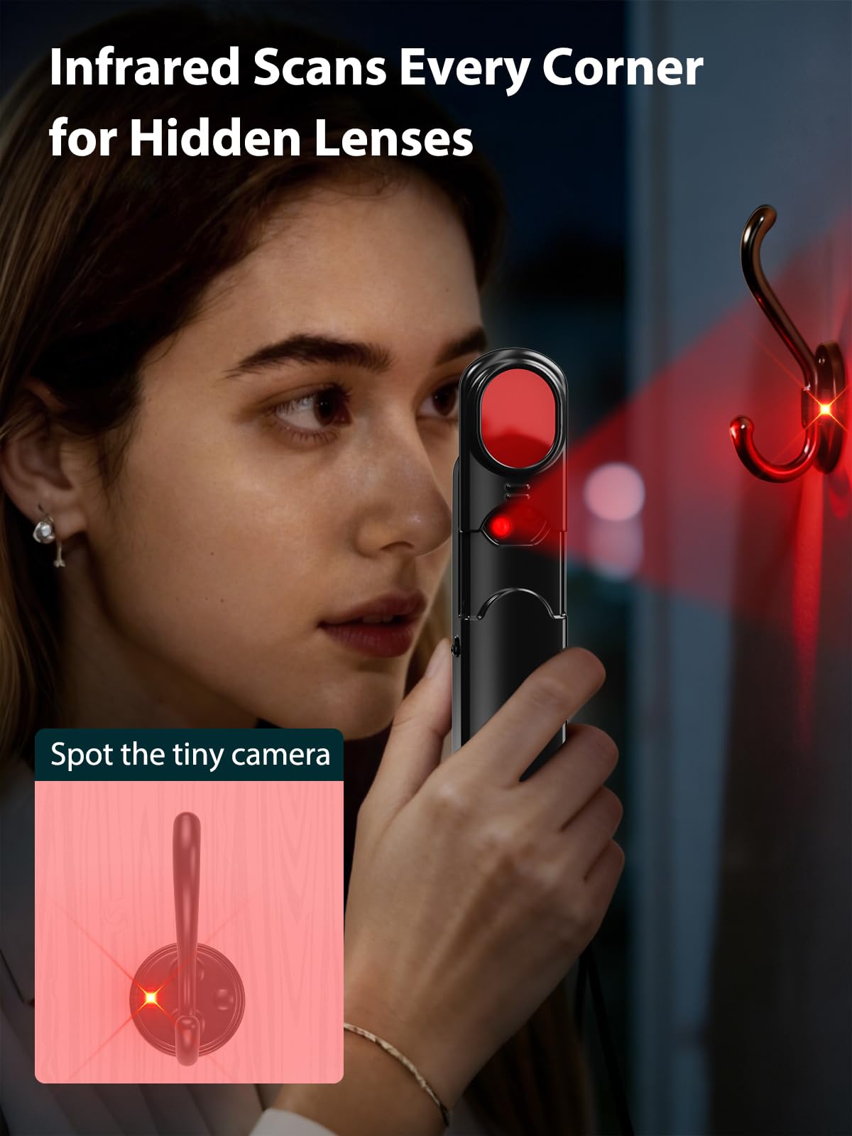 ERYITRDK infrared reflection on hidden lens closeup revealing concealed camera