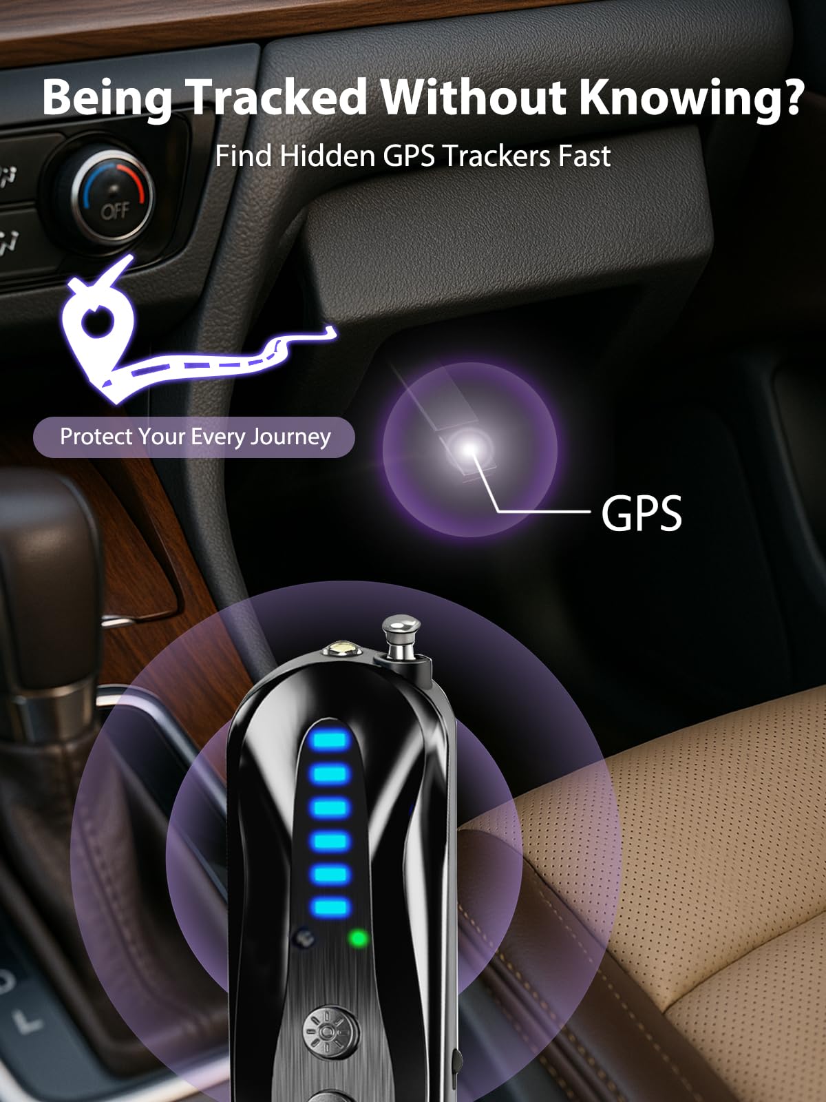 ERYITRDK scanning under car bumper to find magnetic GPS trackers and protect privacy
