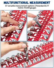 Esdabem top view of drill gauge holes for quick drill-bit sizing checks